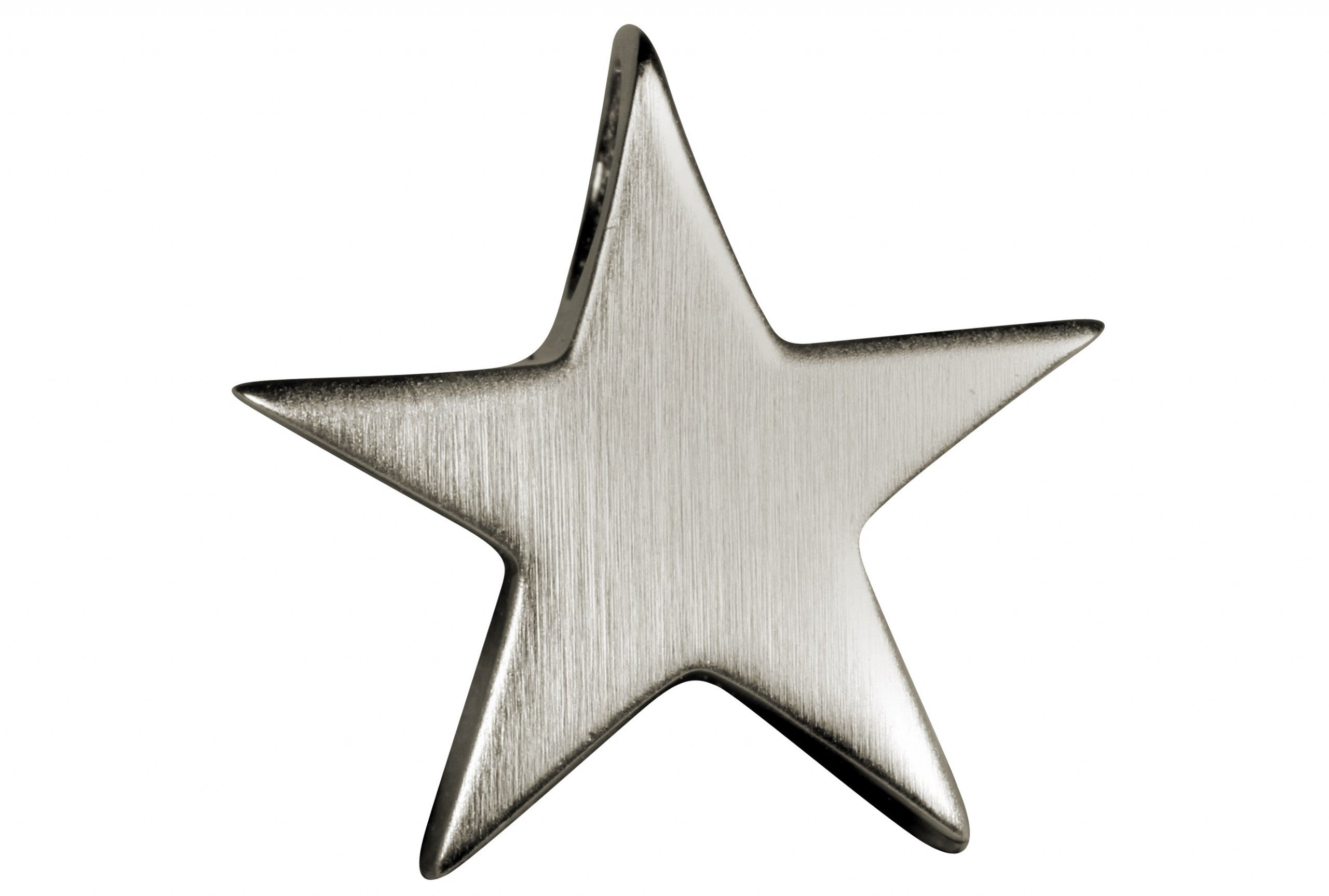 Massiv gearbeiteter Sternchen Anhänger aus Silber, bei dem die Kette durch eine seitlich gebohrte Öse gefädelt wird.