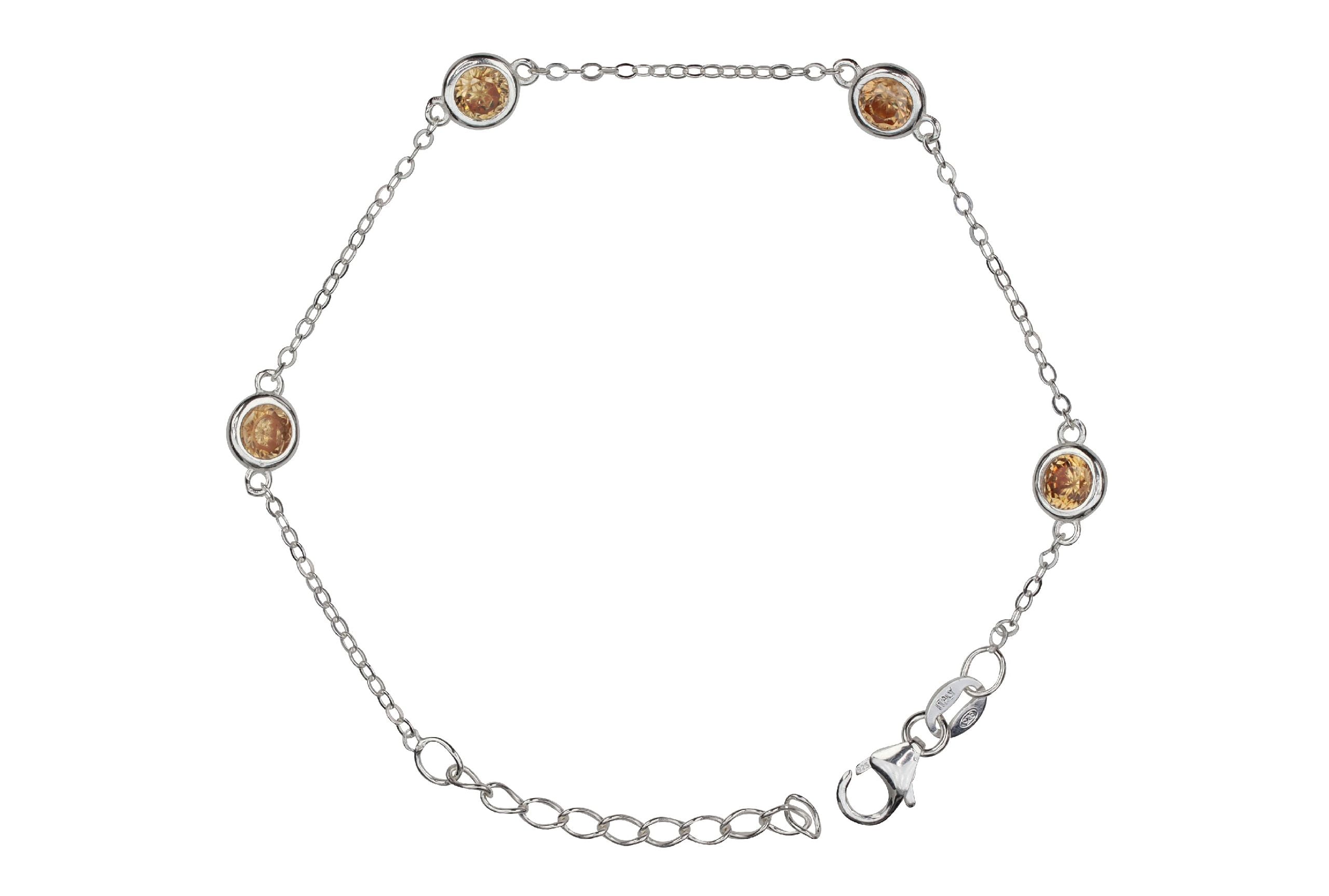 Feines Forzatina-Armband mit champagner-farbenen Zirkonia-Steinen