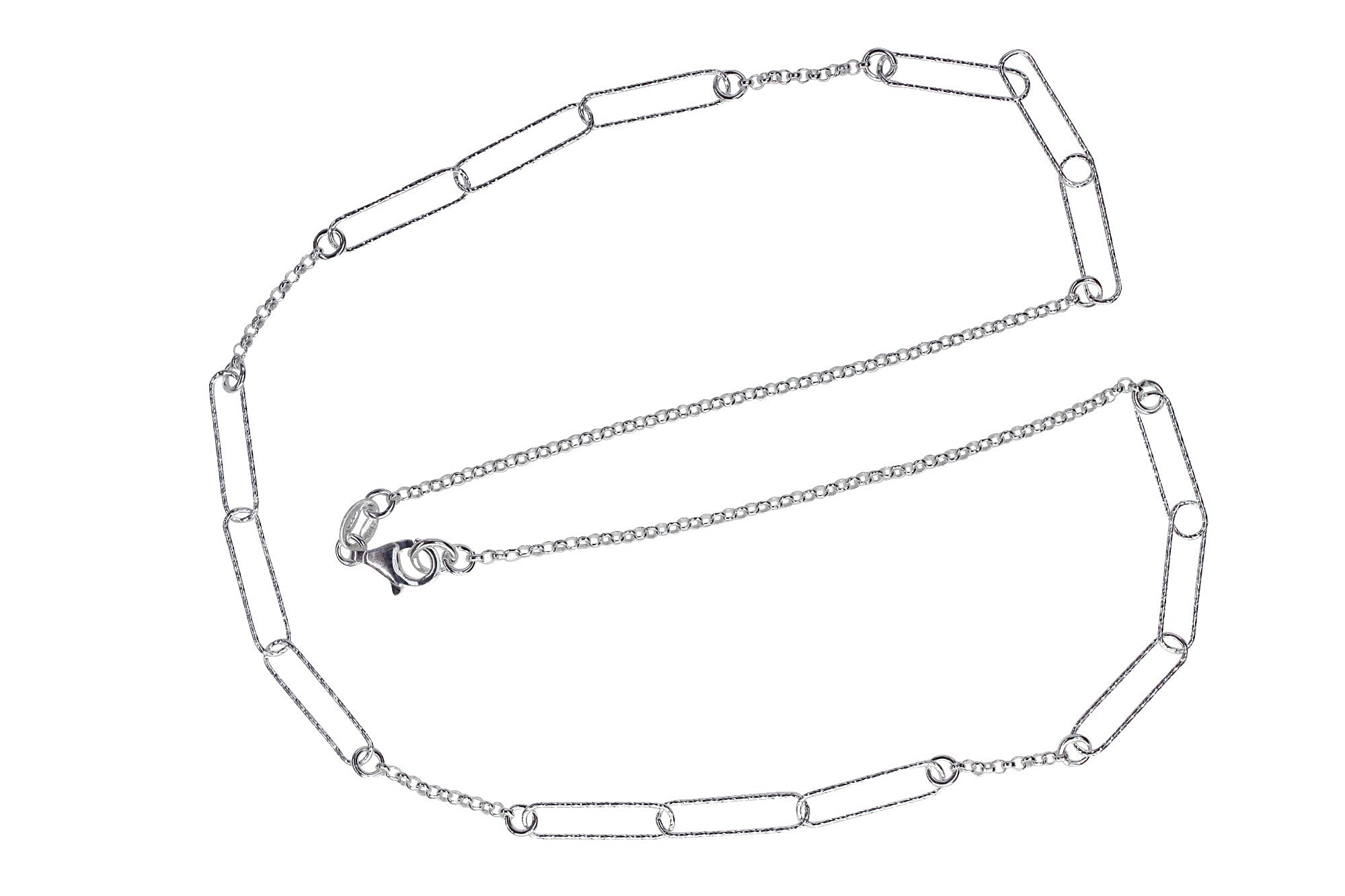 Feine Kette mit diamantierten Paperclip-Elementen