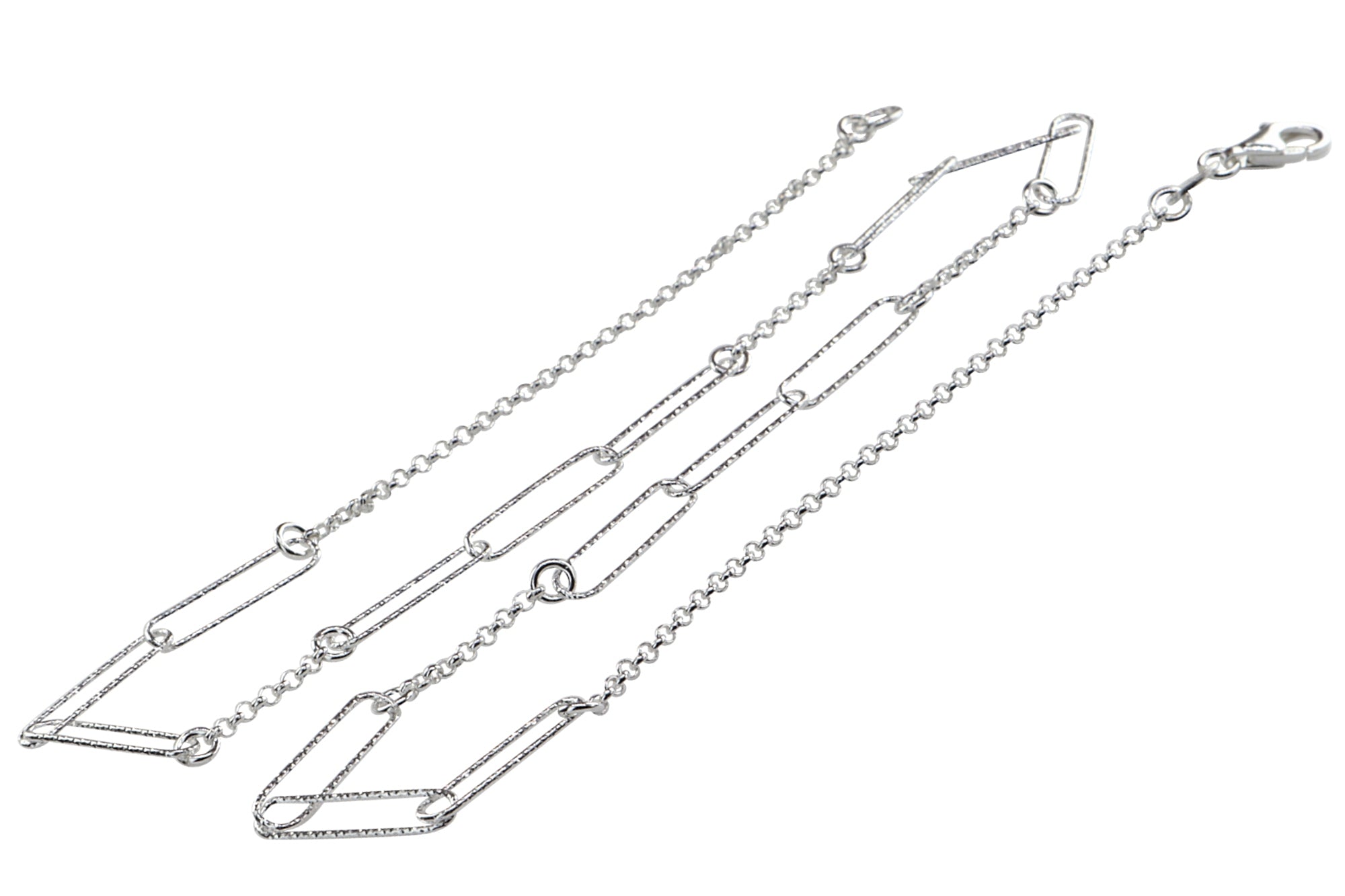 Feine Kette mit diamantierten Paperclip-Elementen