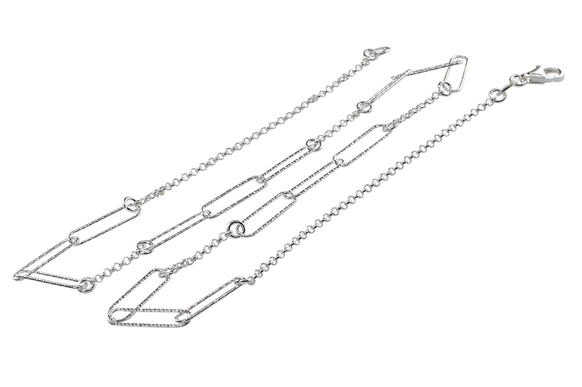 Feine Kette mit diamantierten Paperclip-Elementen