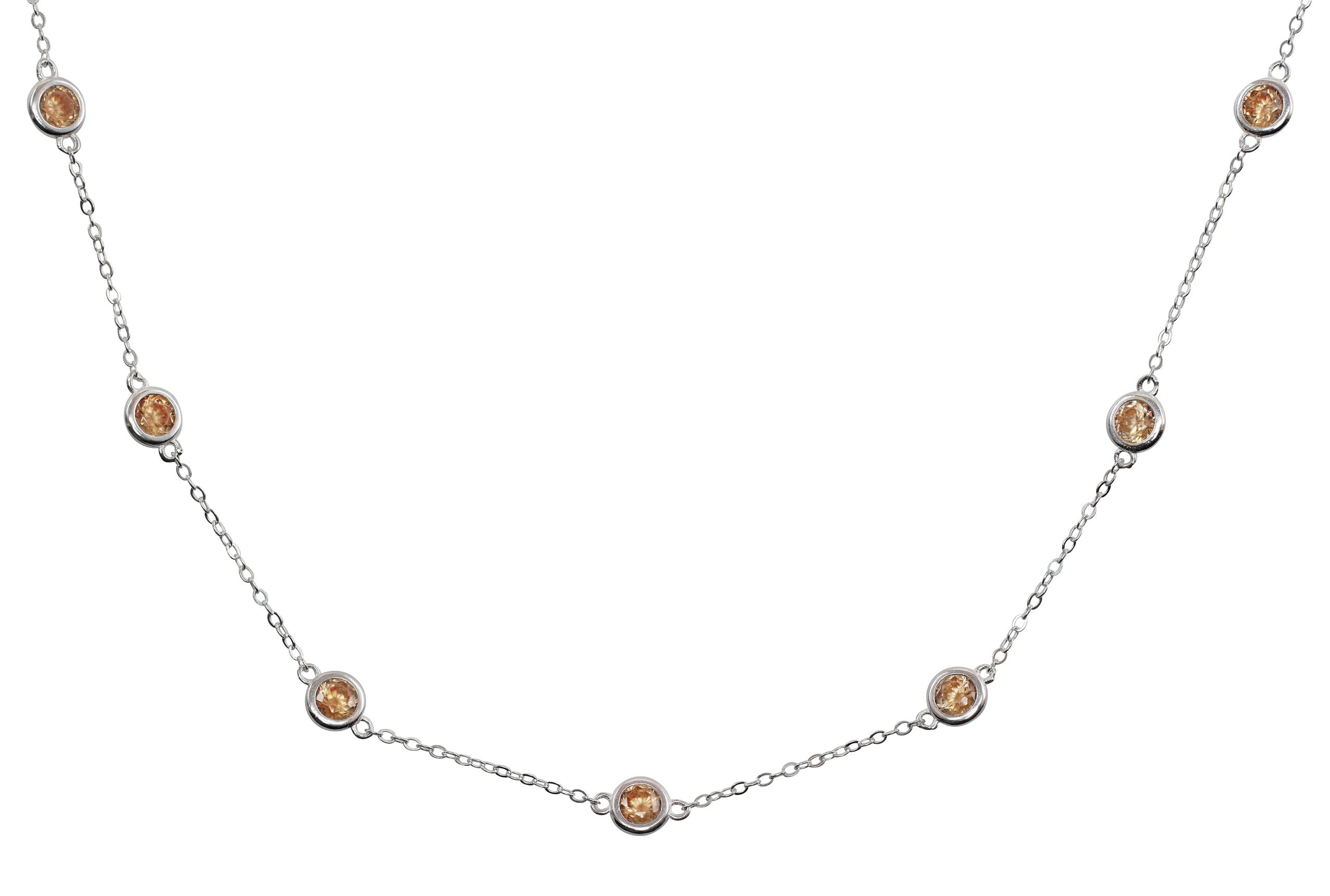 Feine Forzatina-Kette mit champagner-farbenen Zirkonia-Steinen