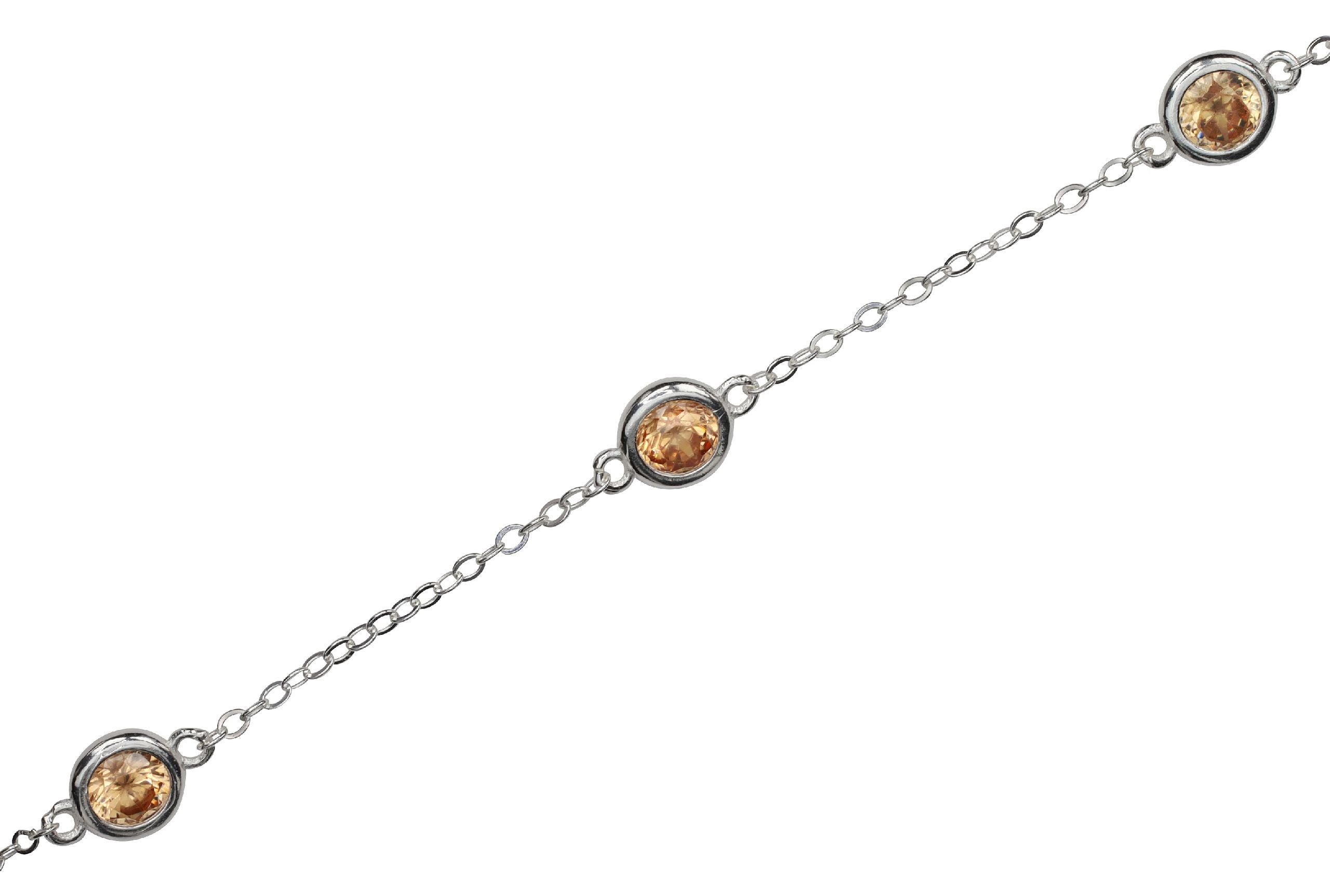 Feine Forzatina-Kette mit champagner-farbenen Zirkonia-Steinen