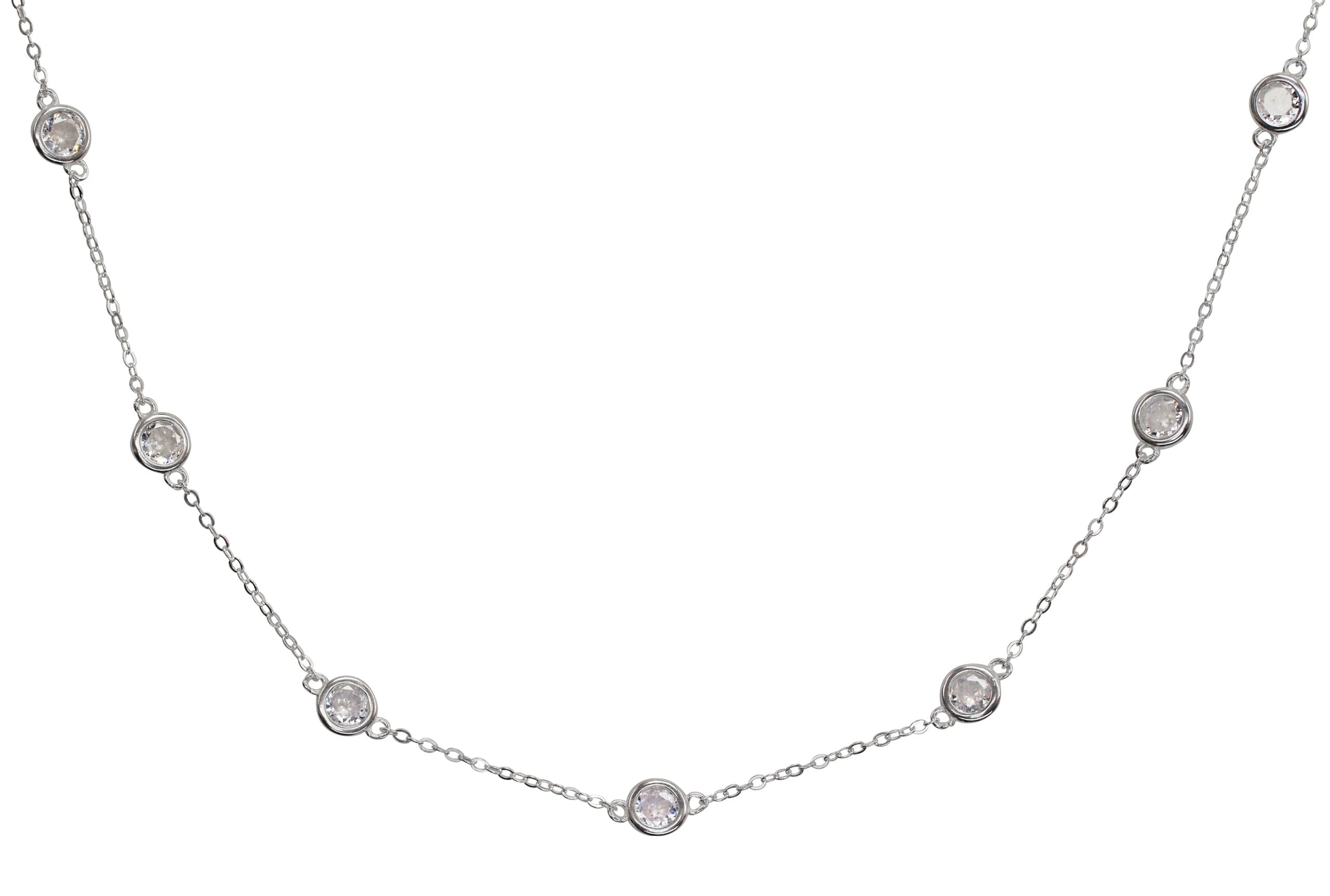 Feine Forzatina-Kette mit weißen Zirkonia-Steinen