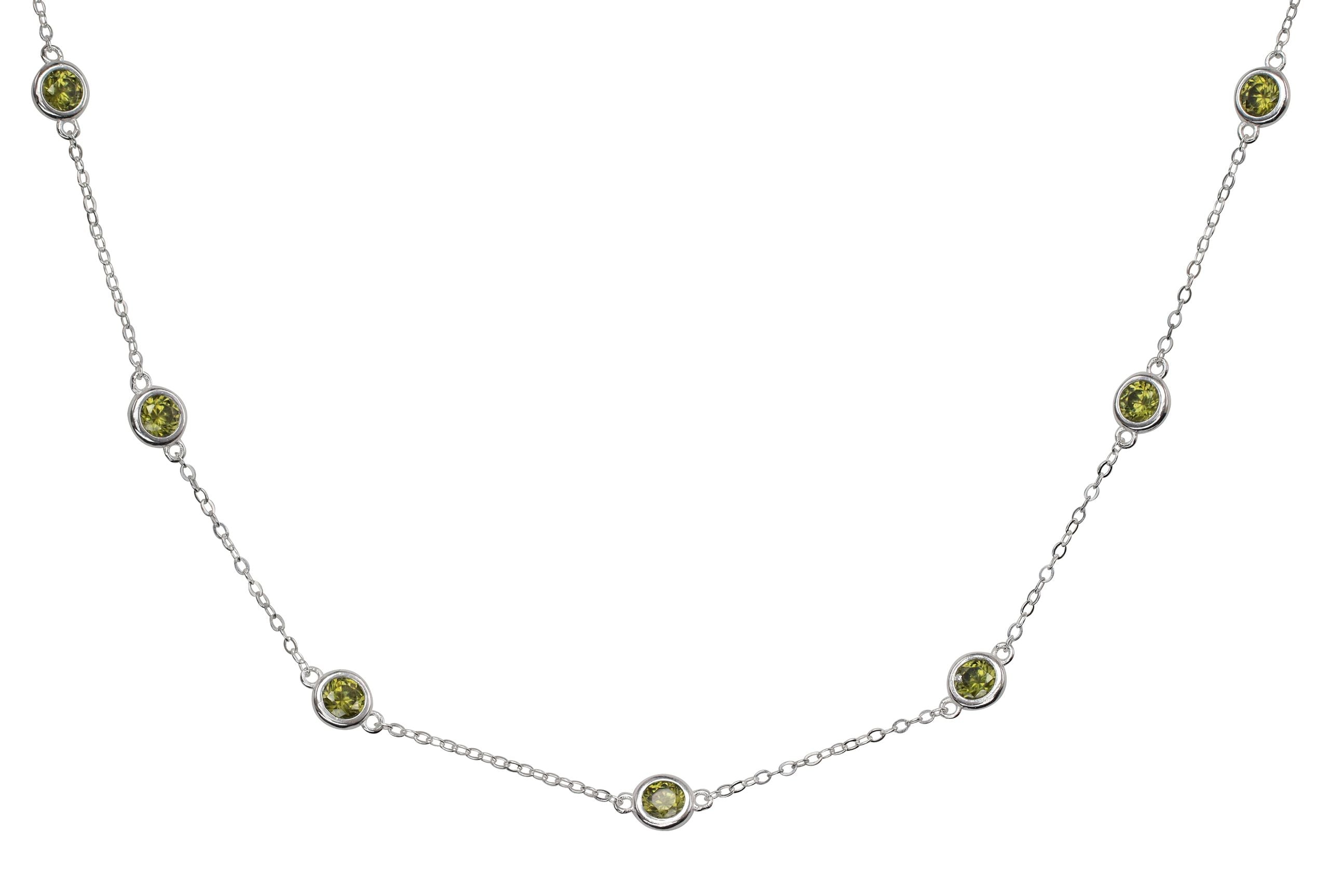 Feine Forzatina-Kette mit grünen Zirkonia-Steinen