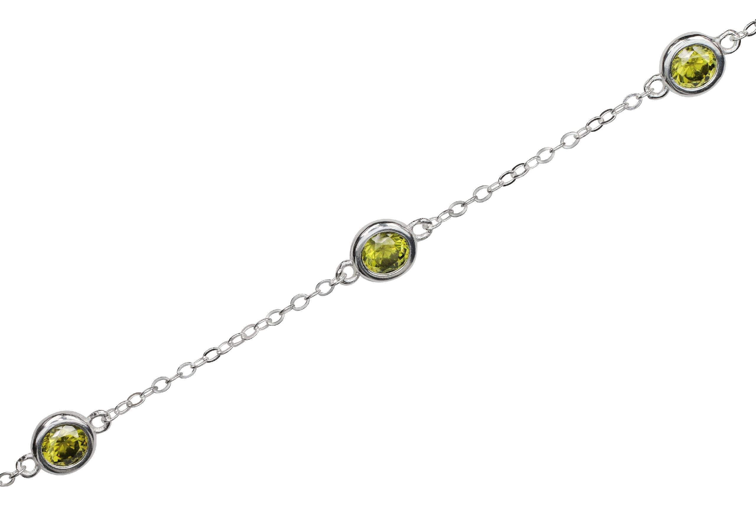 Feine Forzatina-Kette mit grünen Zirkonia-Steinen