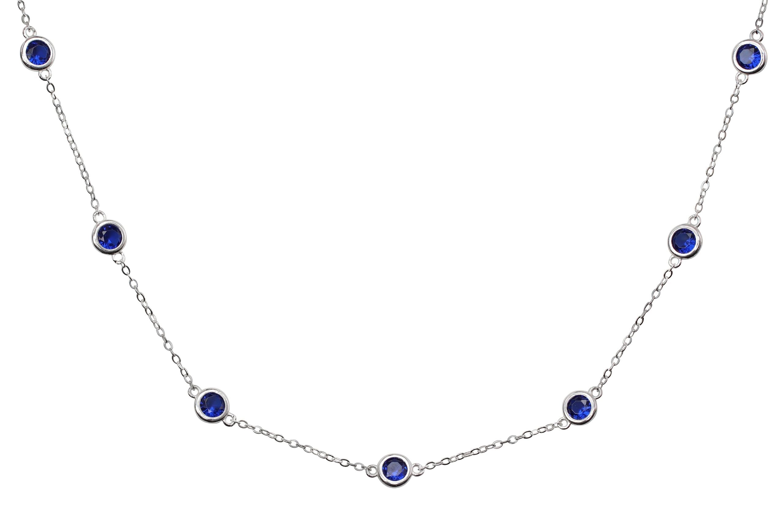 Feine Forzatina-Kette mit blauen Zirkonia-Steinen