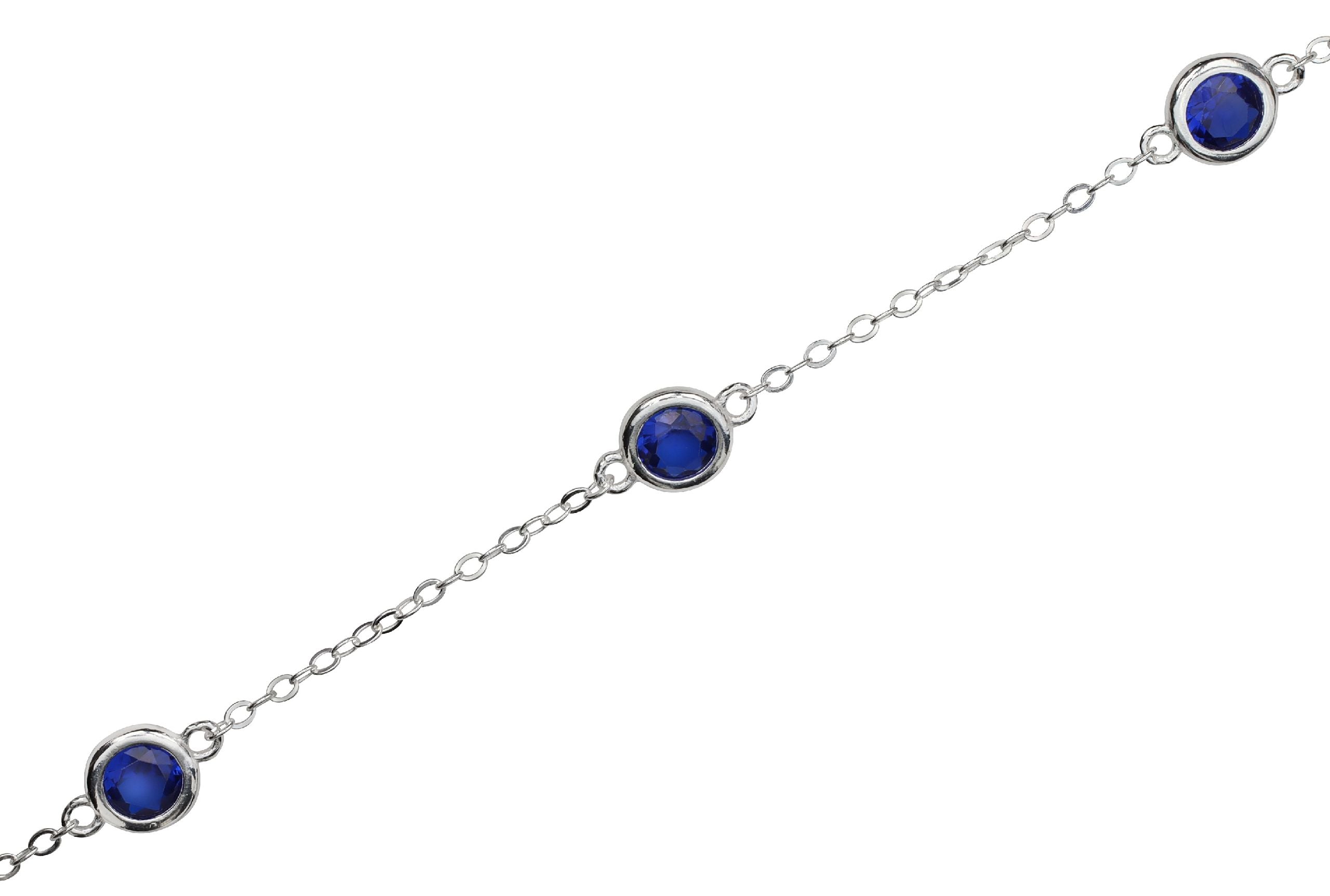 Feine Forzatina-Kette mit blauen Zirkonia-Steinen