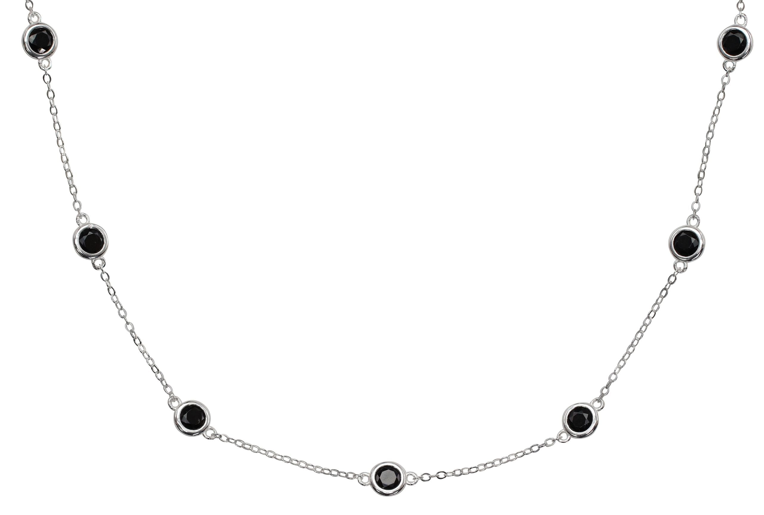 Feine Forzatina-Kette mit schwarzen Zirkonia-Steinen
