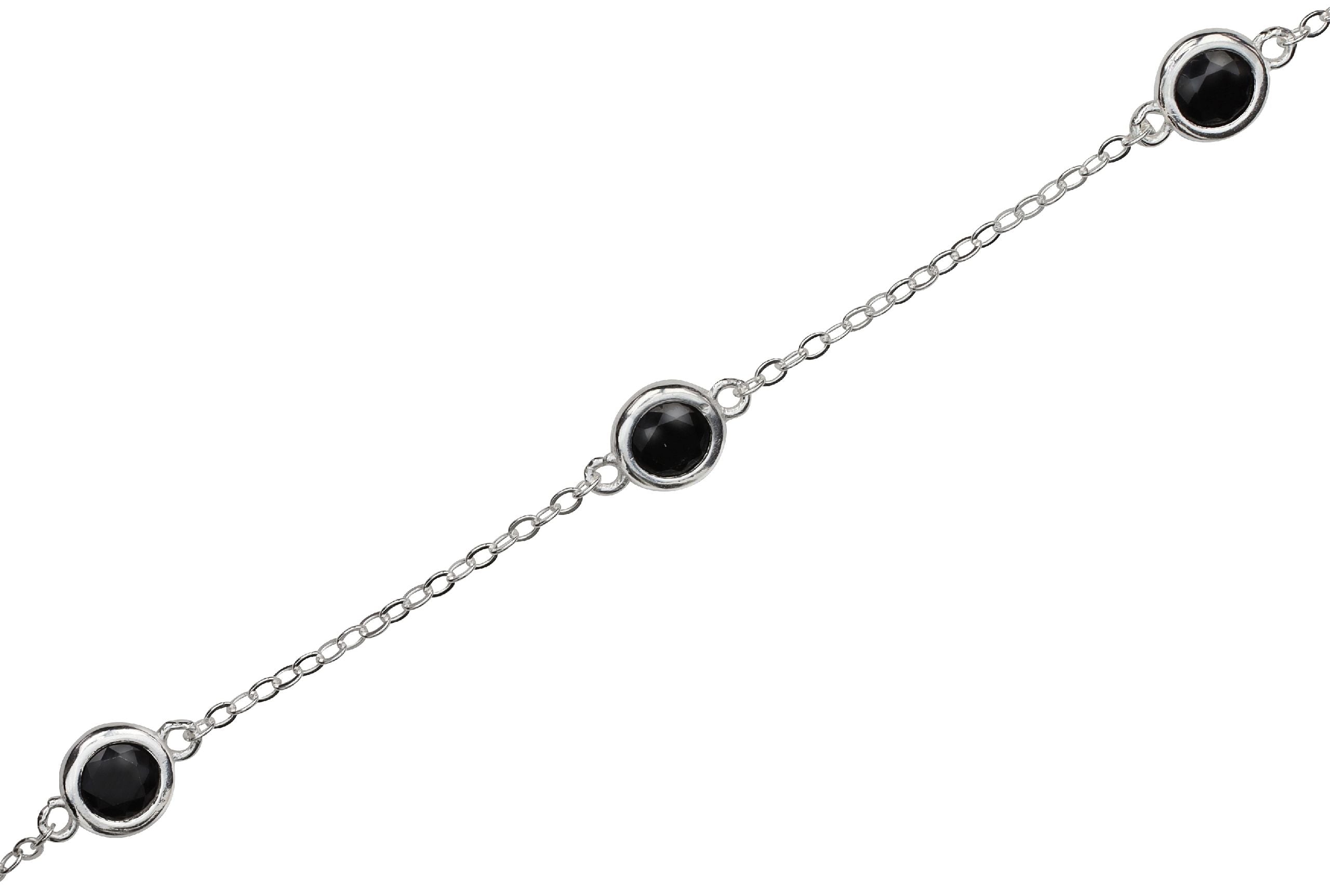 Feine Forzatina-Kette mit schwarzen Zirkonia-Steinen