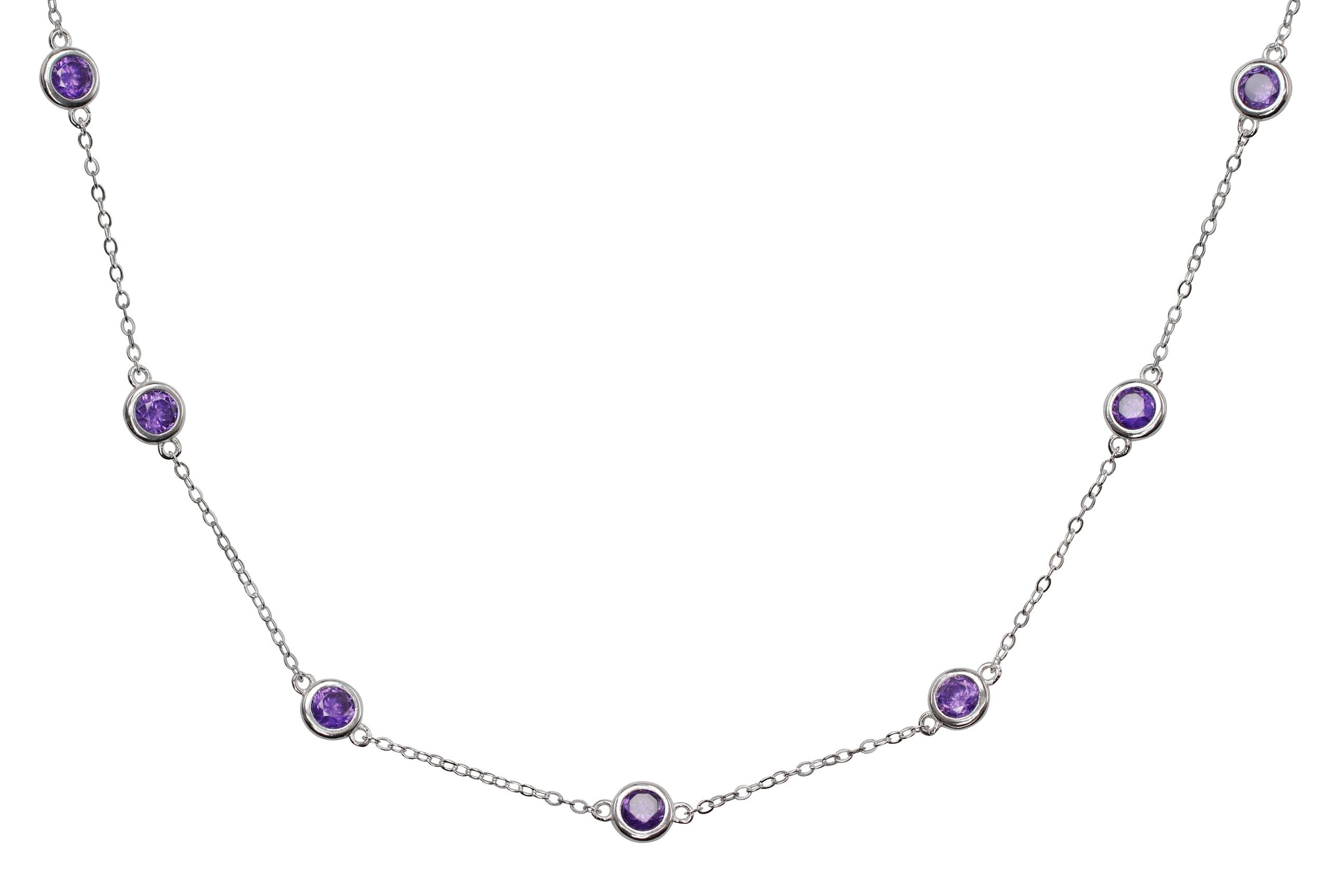 Feine Forzatina-Kette mit violetten Zirkonia-Steinen
