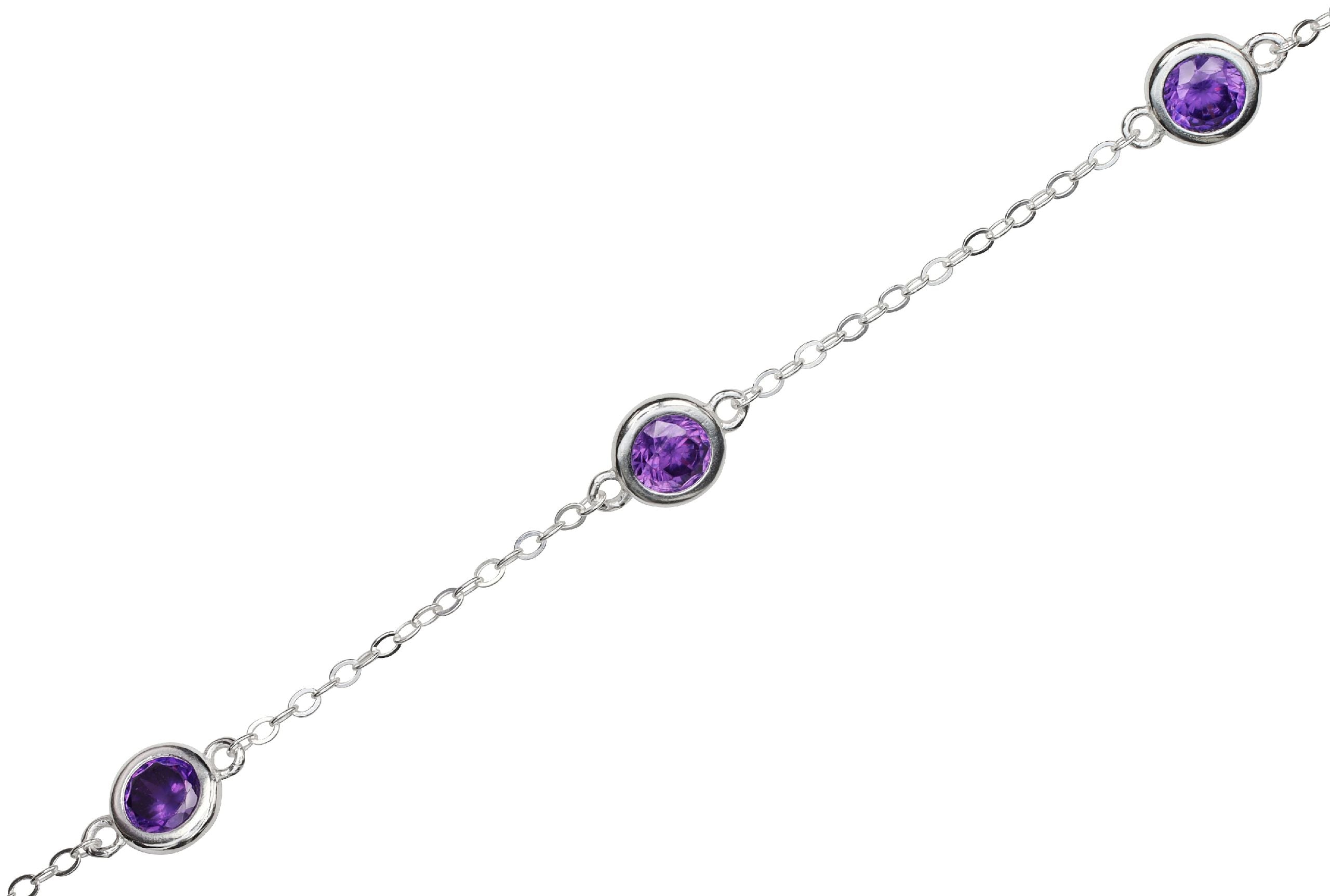 Feine Forzatina-Kette mit violetten Zirkonia-Steinen