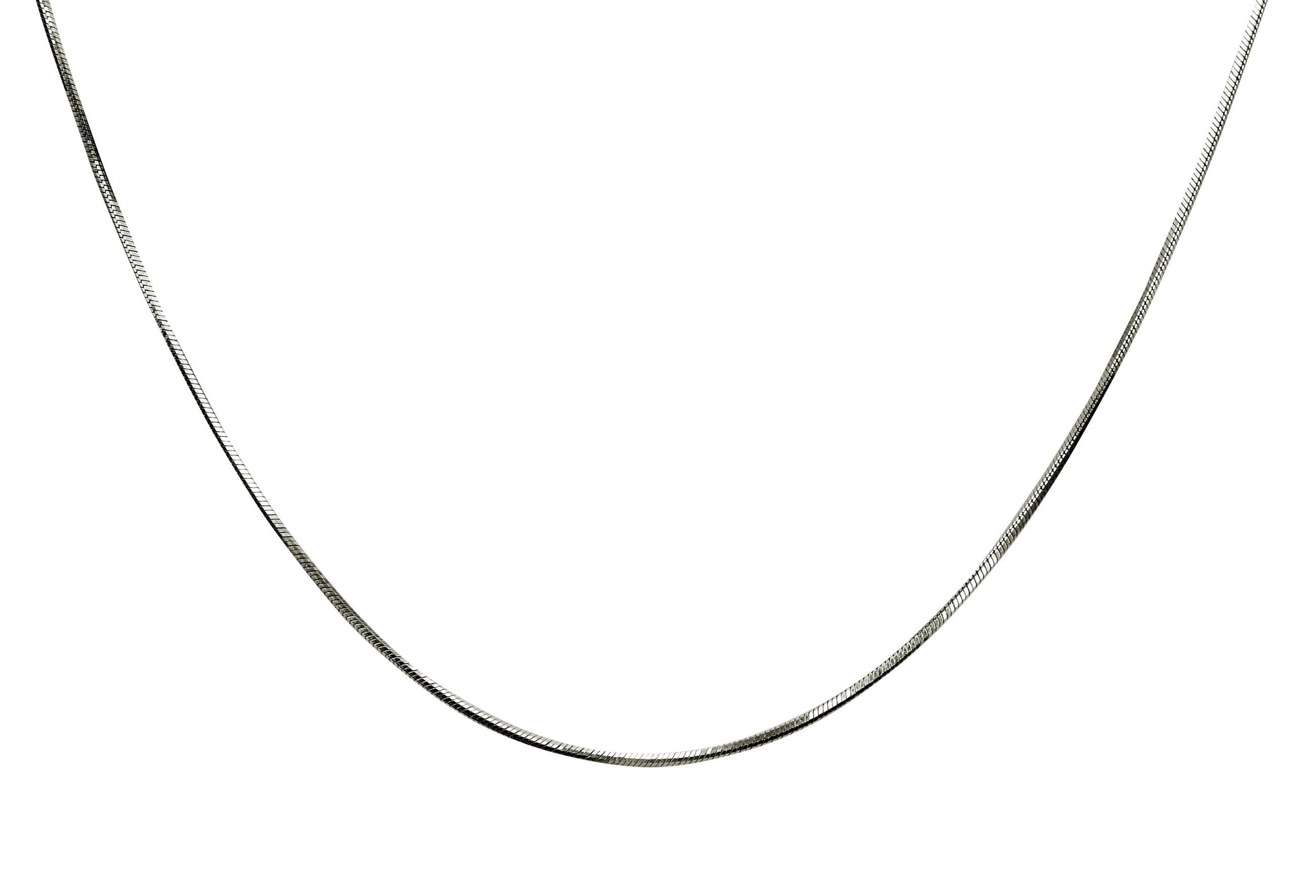 Eine Schlangenkette aus Silber für Damen mit diamantiert angeschliffener Oberfläche und einem Karabinerverschluss.
