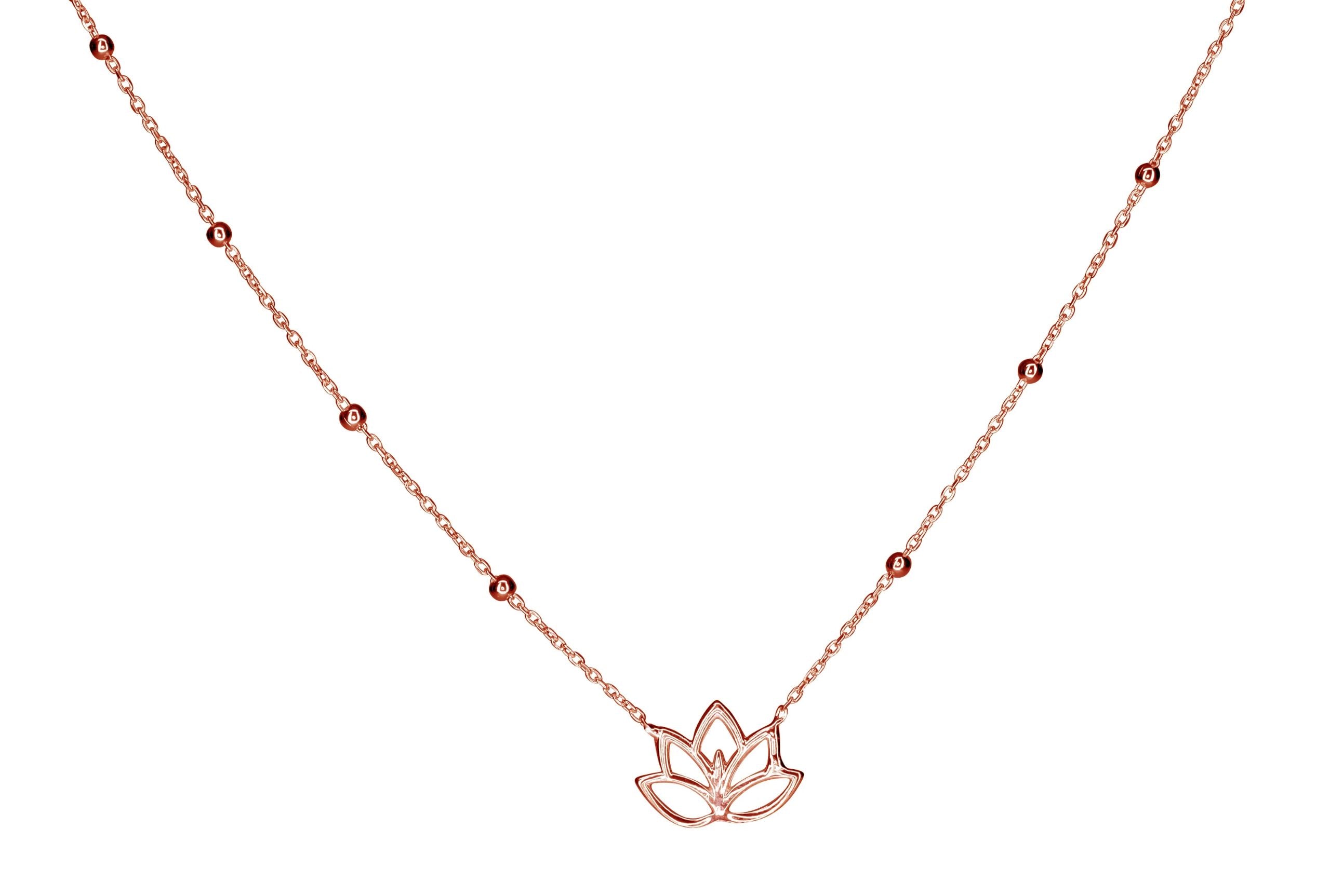 Feine Lotusblüten-Kette rosé-vergoldet