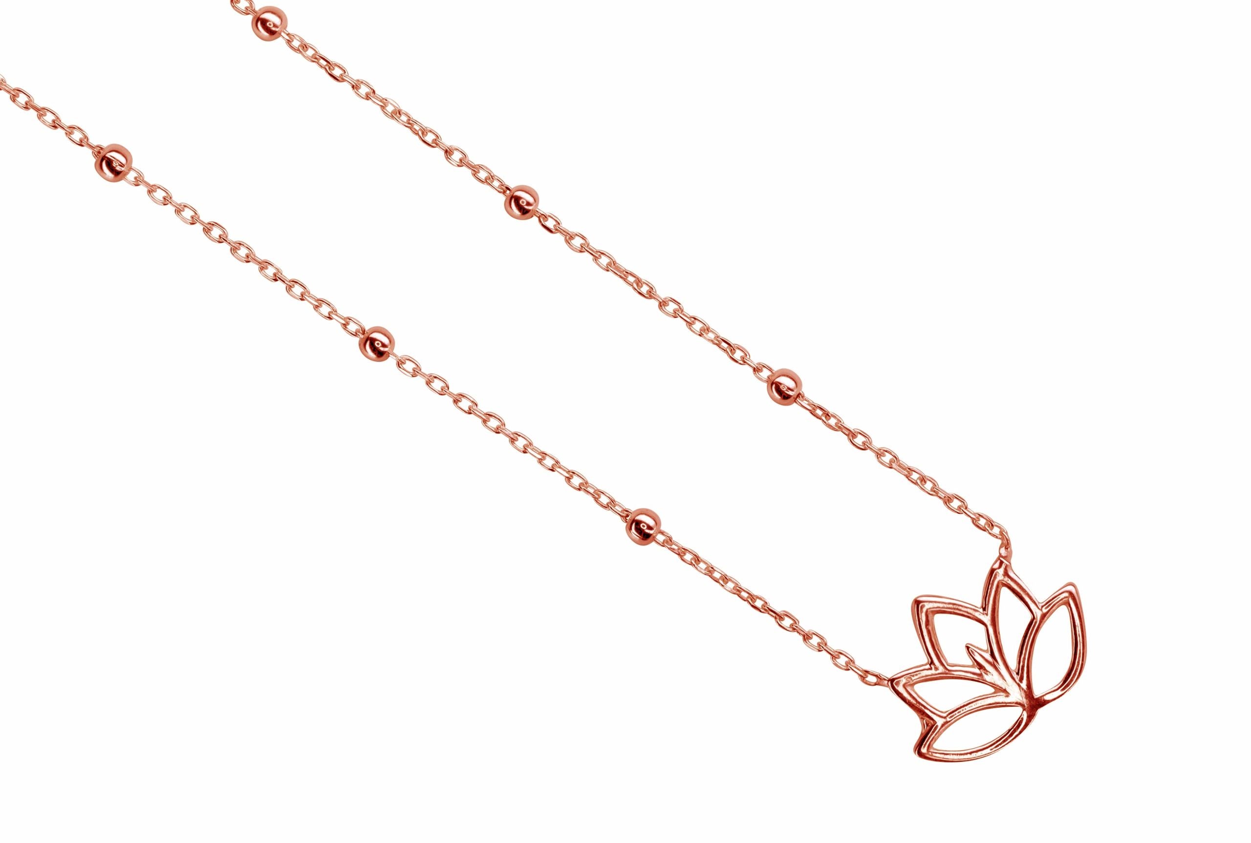 Feine Lotusblüten-Kette rosé-vergoldet