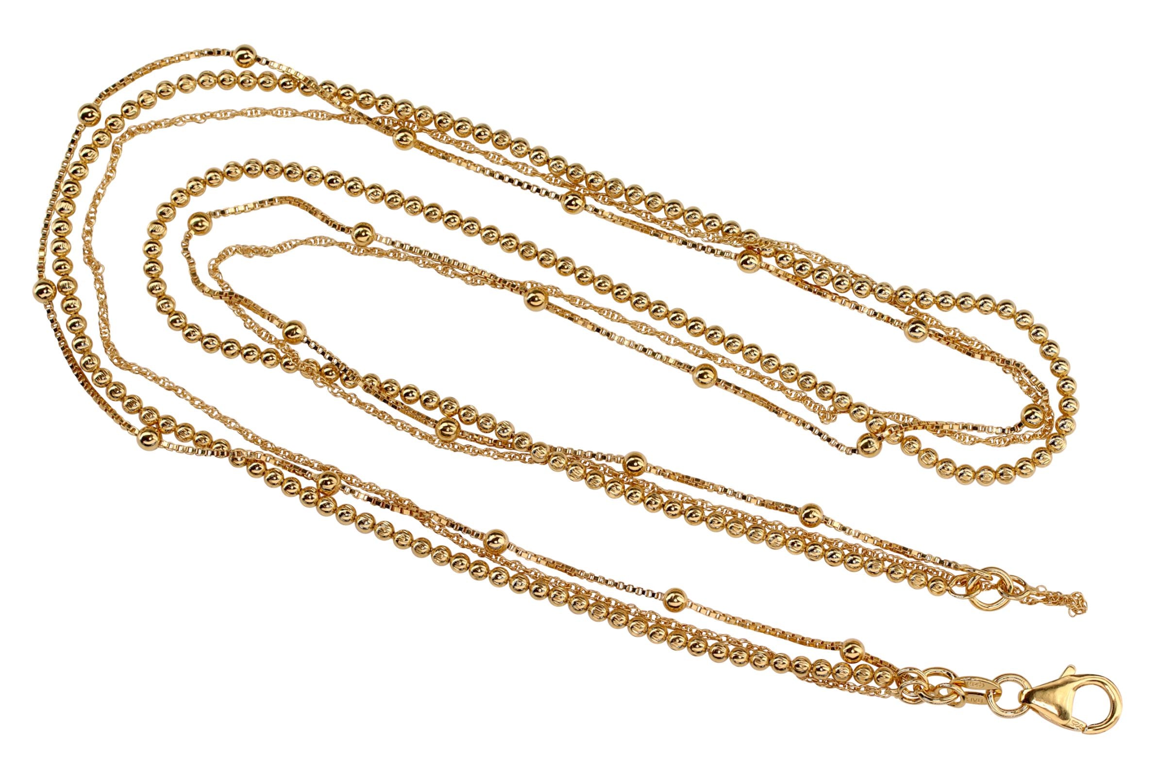 Multifili-Kette mit Kugel-Geflechten vergoldet