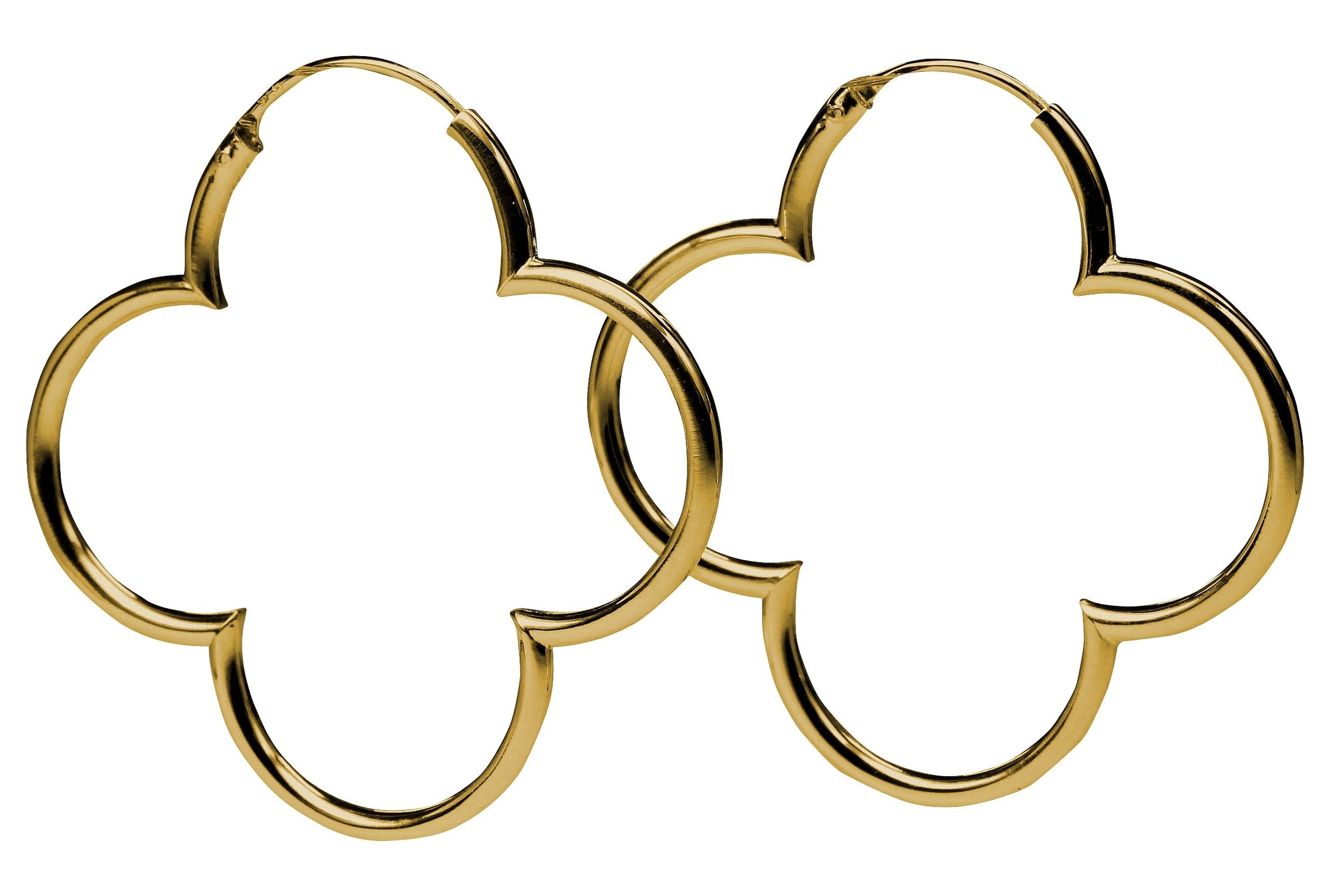 Creolen in Gold in Kleeblatt Form.
