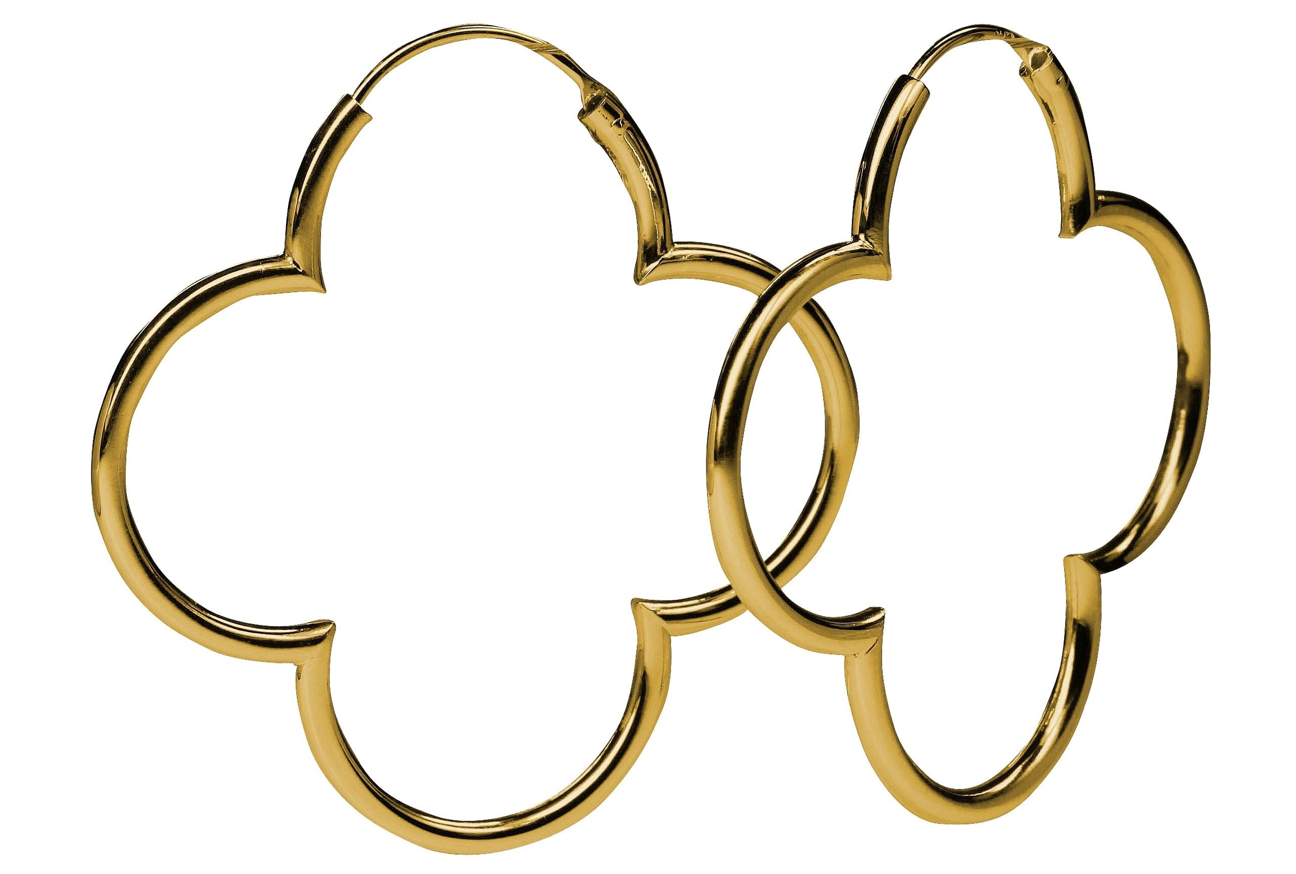 Große Kleeblatt Creolen vergoldet