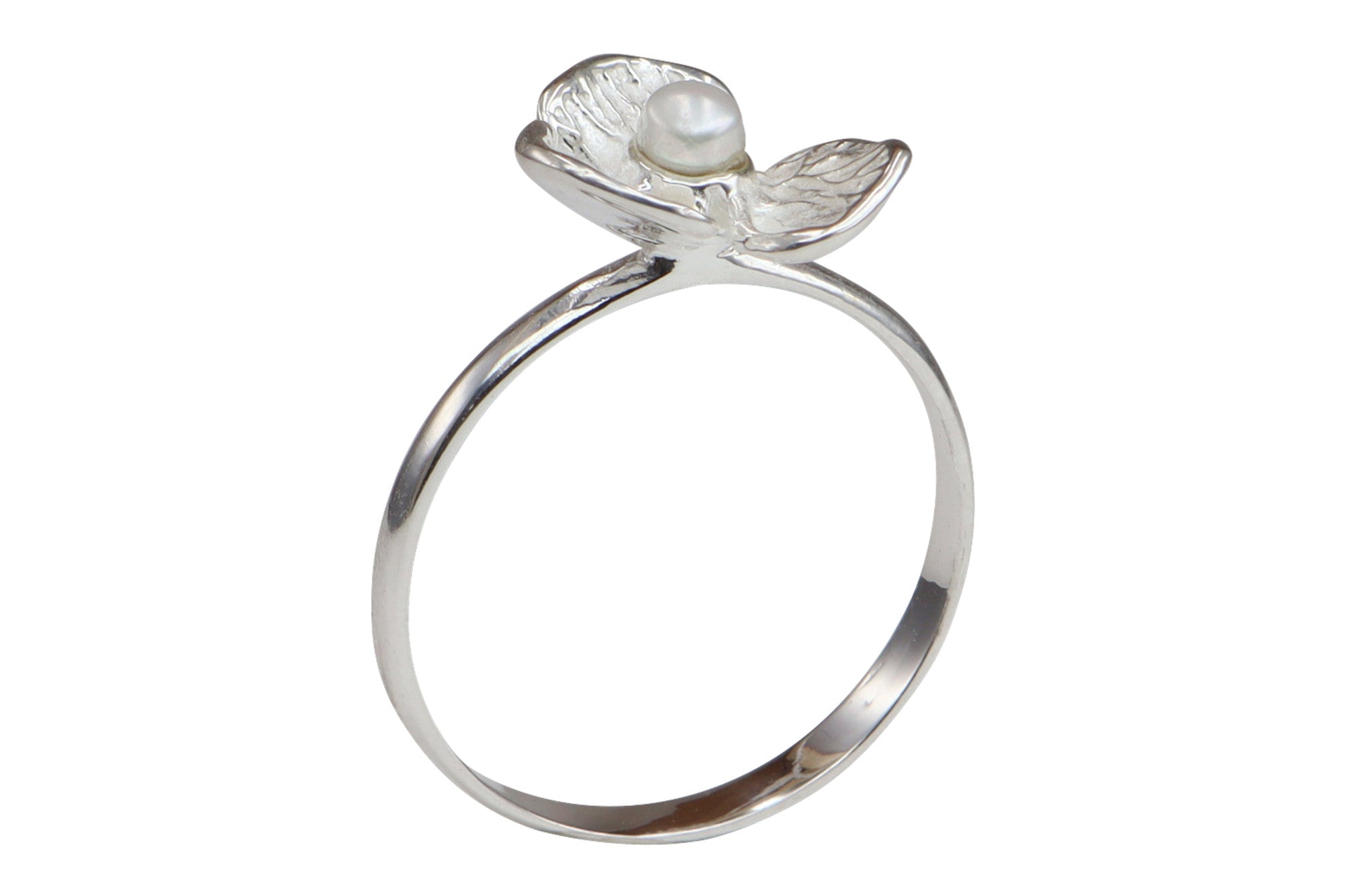 Schmaler Ring "Blüte mit Perle"