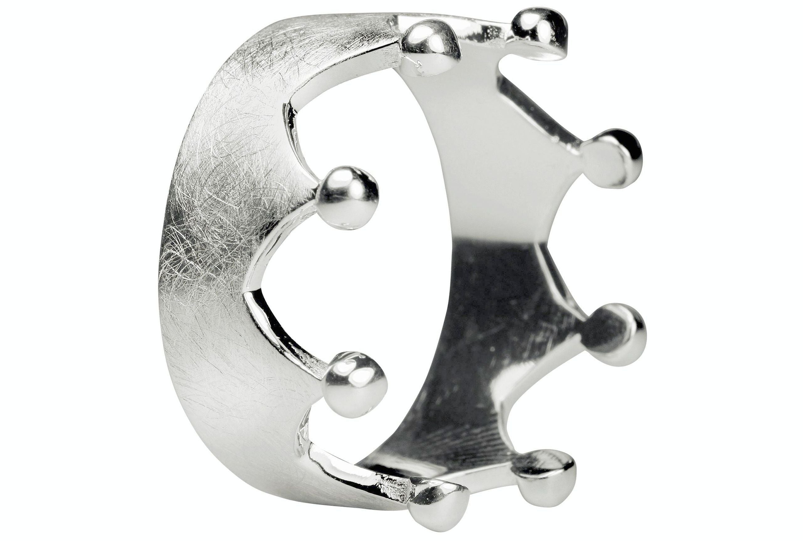 Silberner Ring im Kronendesign mit acht Zacken in den Größen 64 bis 70. Der Ring ist innen glänzend und außen gebürstet.
