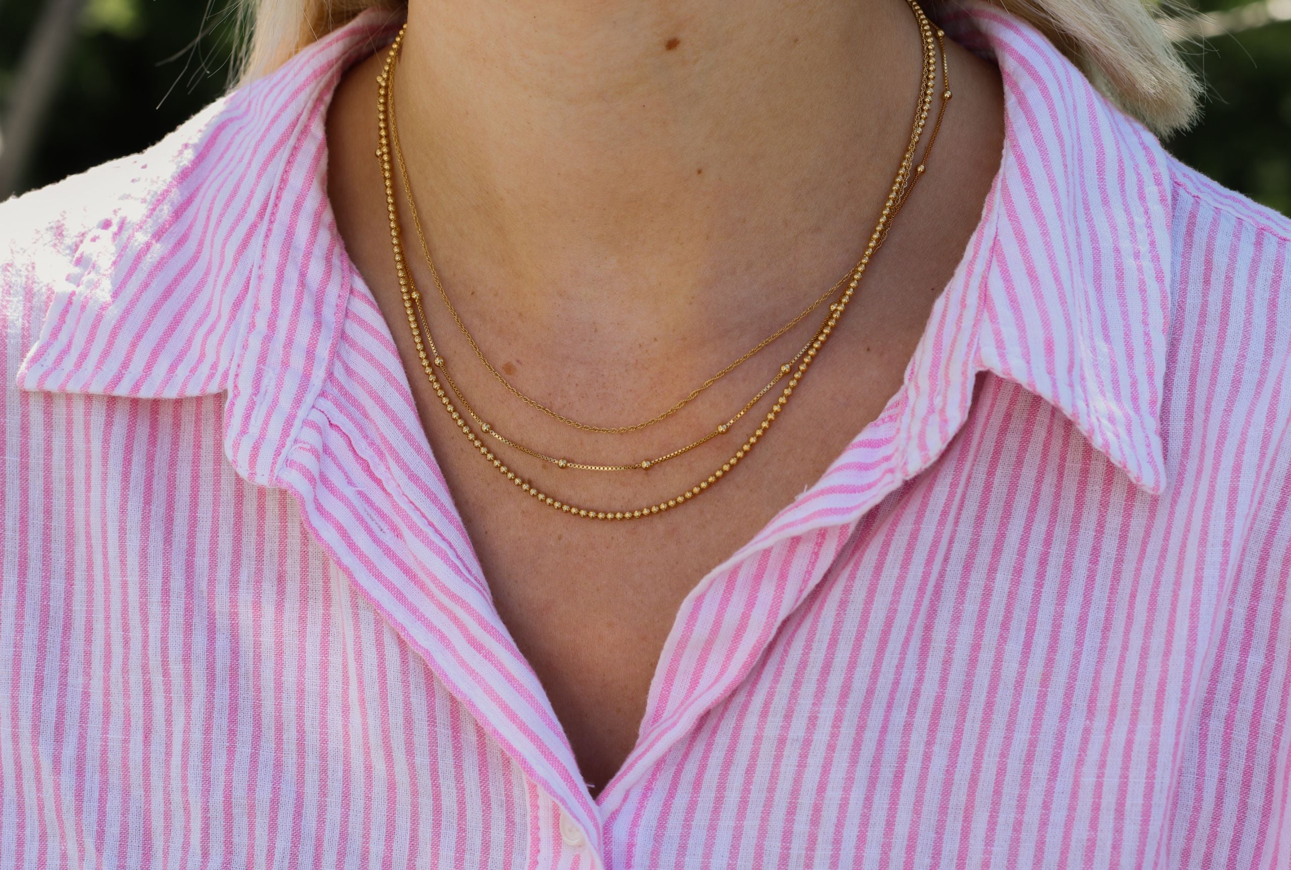 Multifili-Kette mit Kugel-Geflechten vergoldet