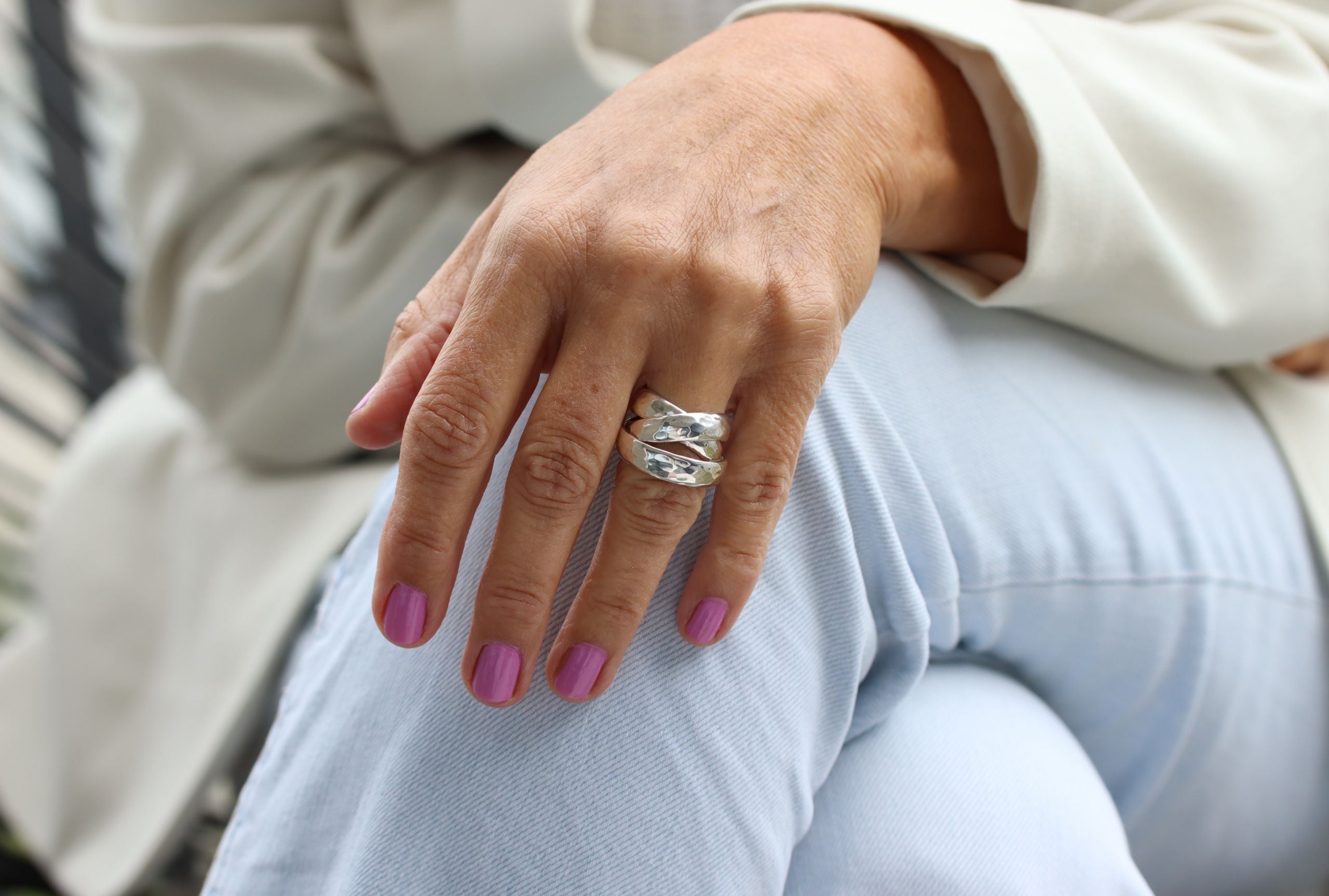 XL Elegant gewickelter Dreierring