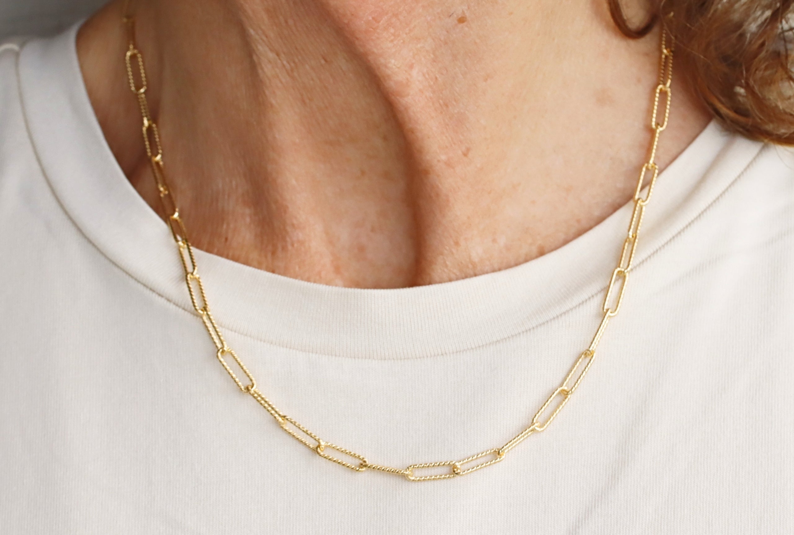 Gekordeltes Paperclip-Collier vergoldet - 45 cm