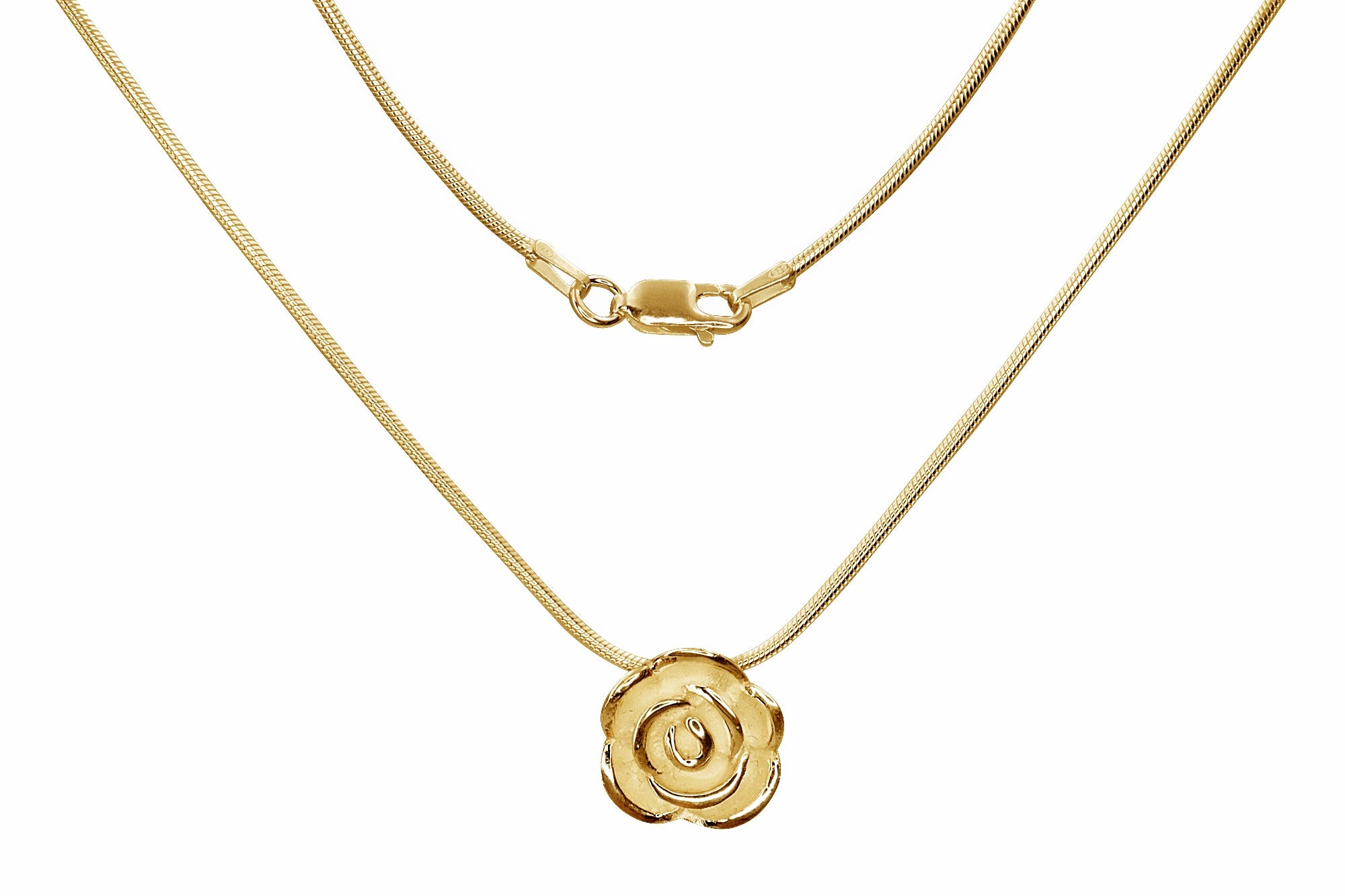Vergoldeter Anhänger "Kleine Rose" mit Kette