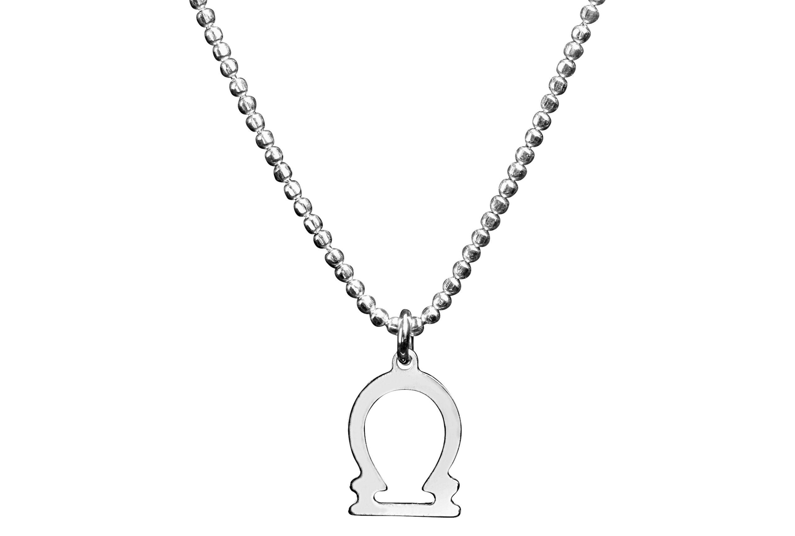 Diamantierte Kugelkette mit Sternzeichen Anhänger Waage aus Silber.
