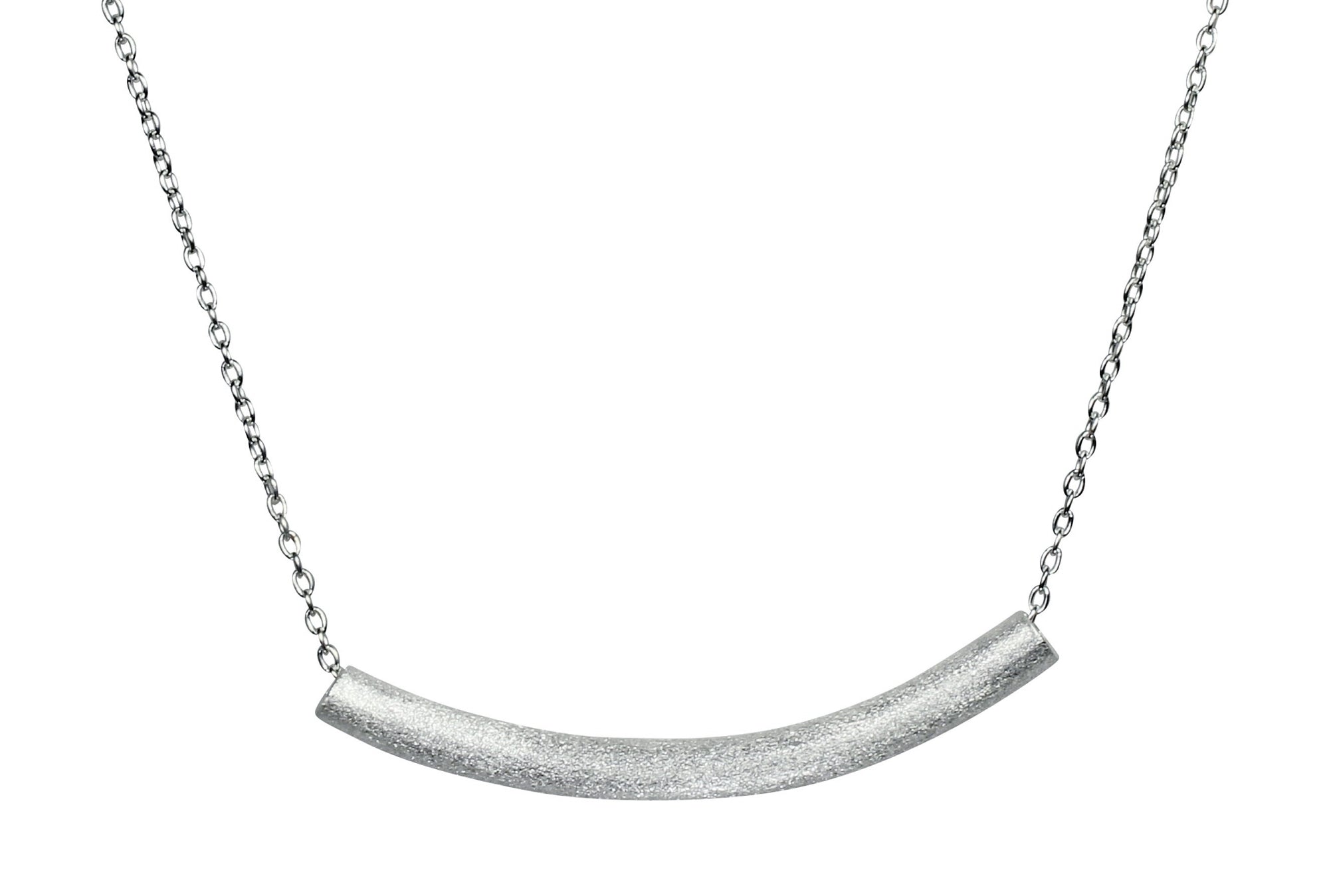 Feine Ankerkette aus Silber für Damen mit einem auf die Ketten gefädelten Stäbchen als Zierelement.