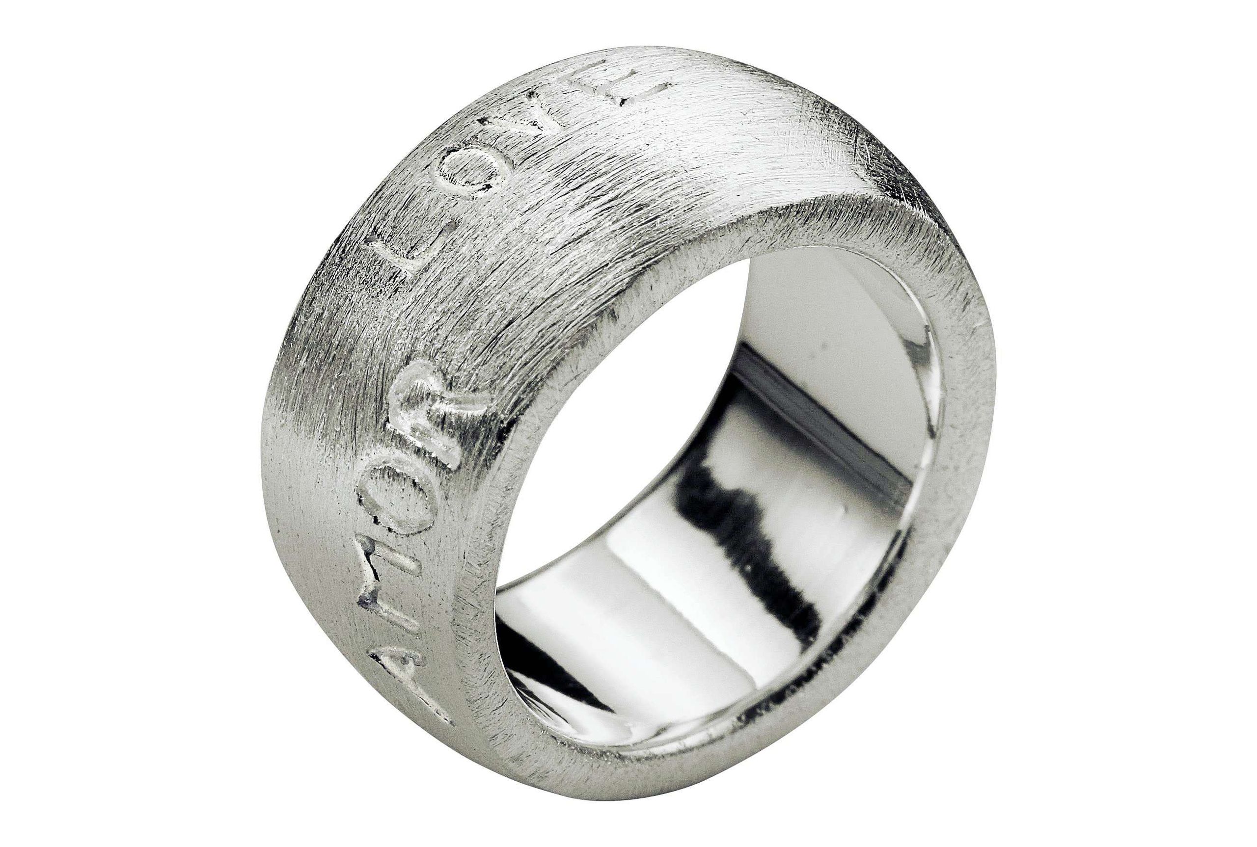 Silbermoos Bandring massiv schwer mit Schriftzug Love Amor Liebe aus 925 Sterlingsilber