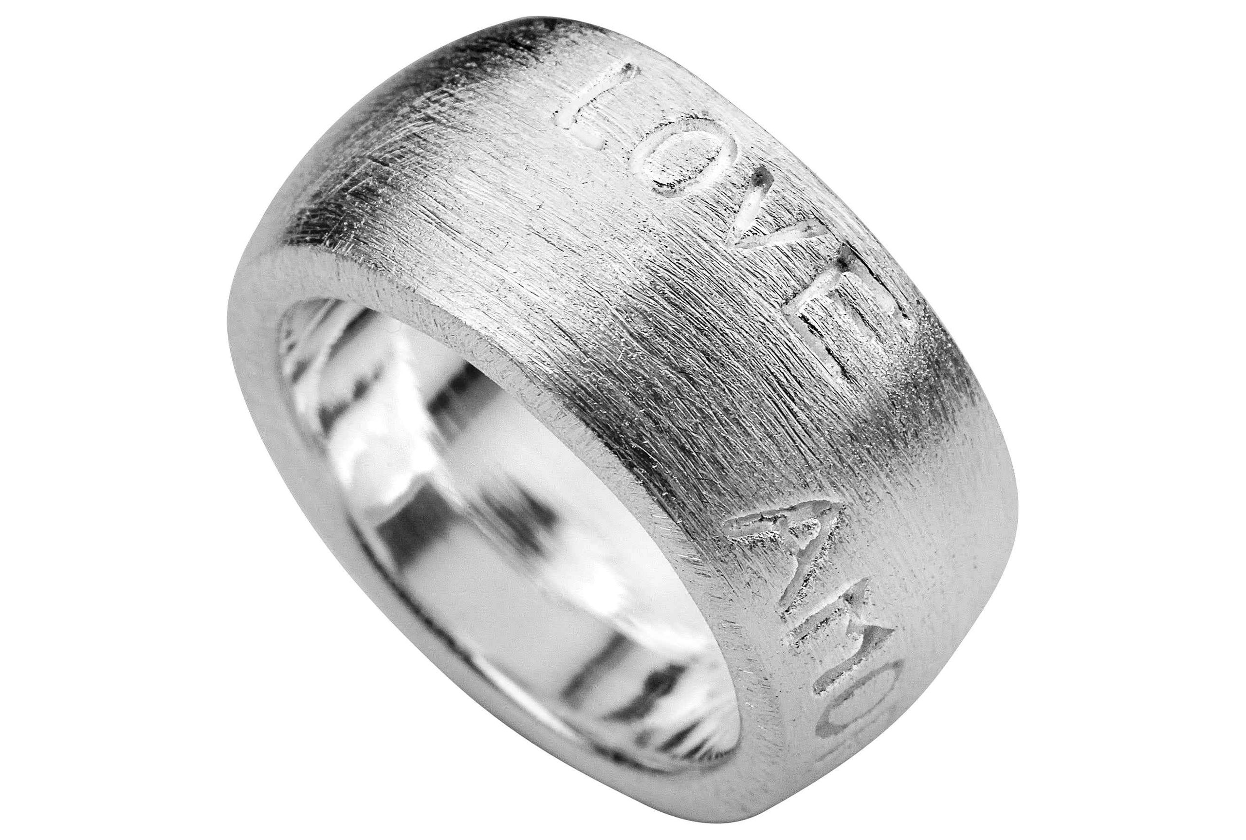Silbermoos Bandring massiv schwer mit Schriftzug Love Amor Liebe aus 925 Sterlingsilber