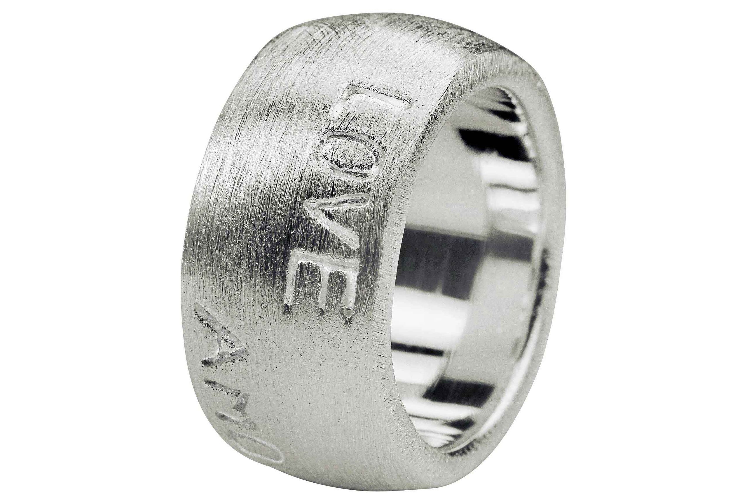 Silbermoos Bandring massiv schwer mit Schriftzug Love Amor Liebe aus 925 Sterlingsilber