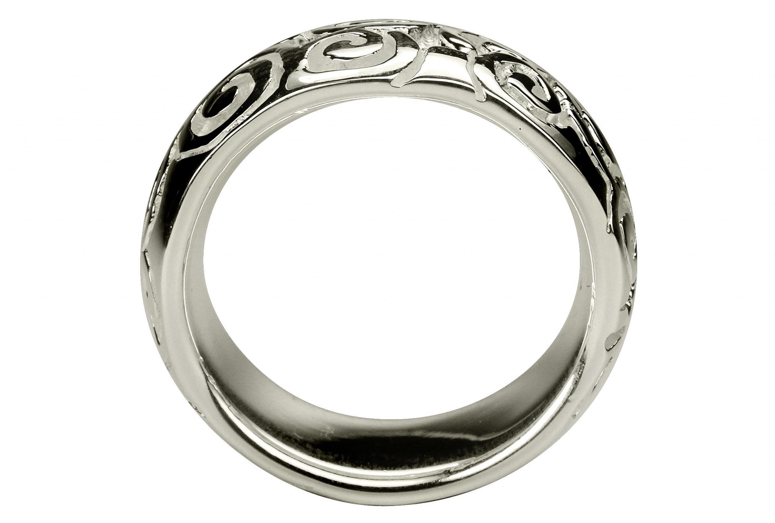 Bandring aus Silber für Damen mit einem durchlaufenden Ornamentband an der Oberfläche.