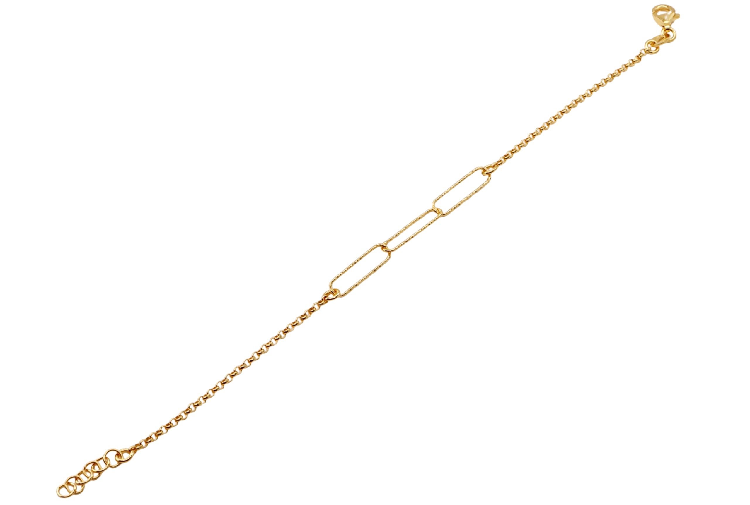Feines Armband mit diamantierten Paperclip-Elementen vergoldet