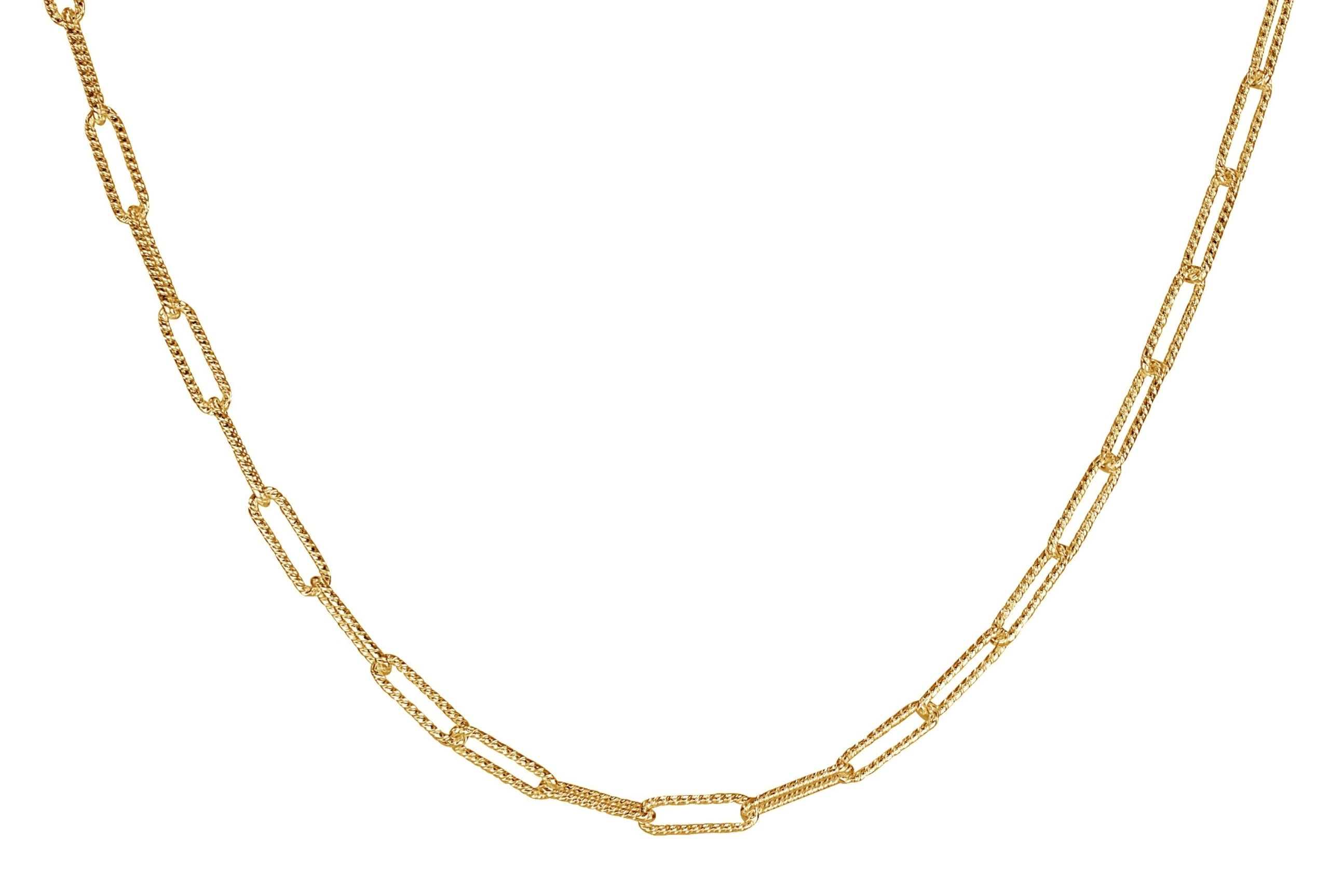 Gekordeltes Paperclip-Collier vergoldet - 45 cm