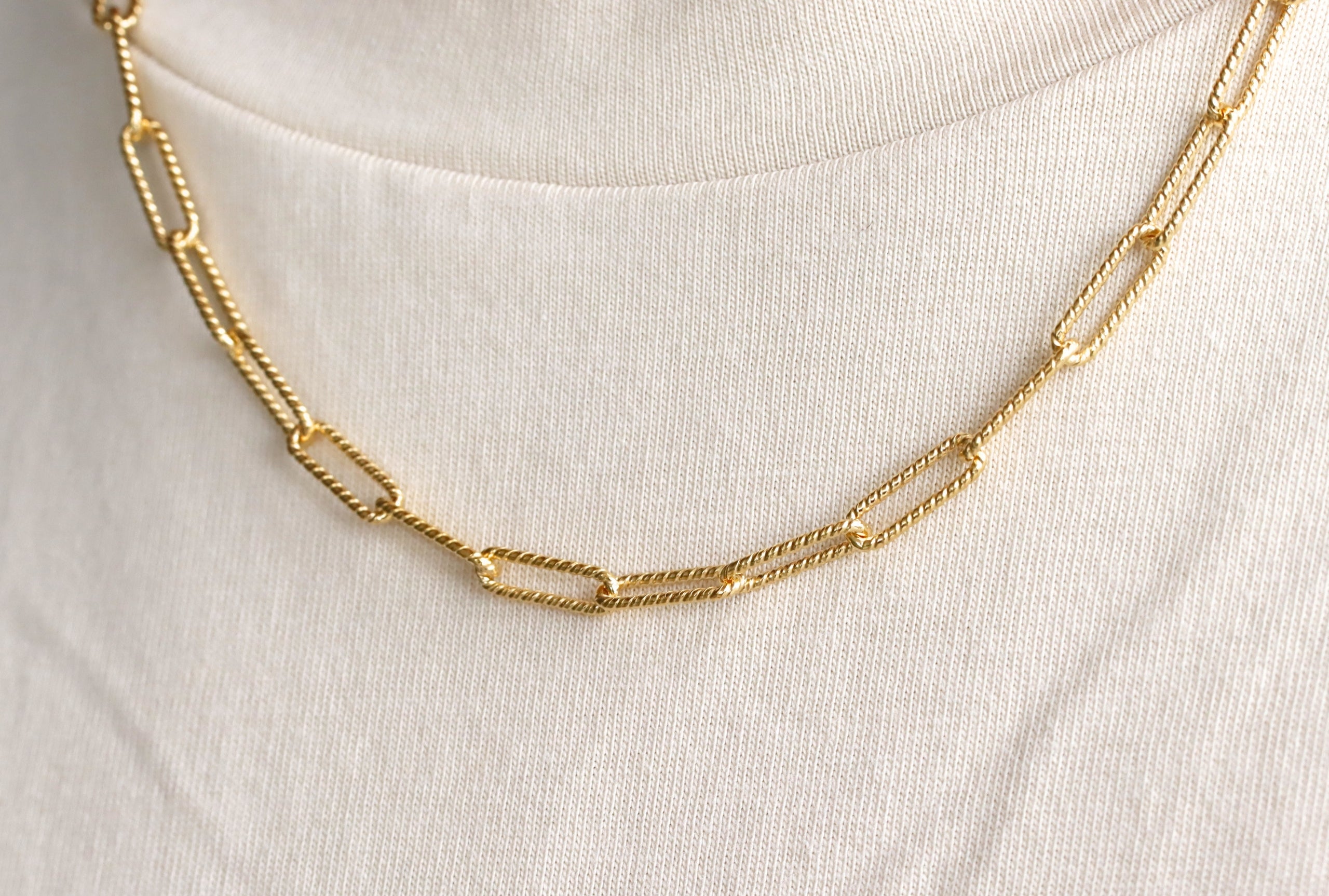 Gekordeltes Paperclip-Collier vergoldet - 45 cm