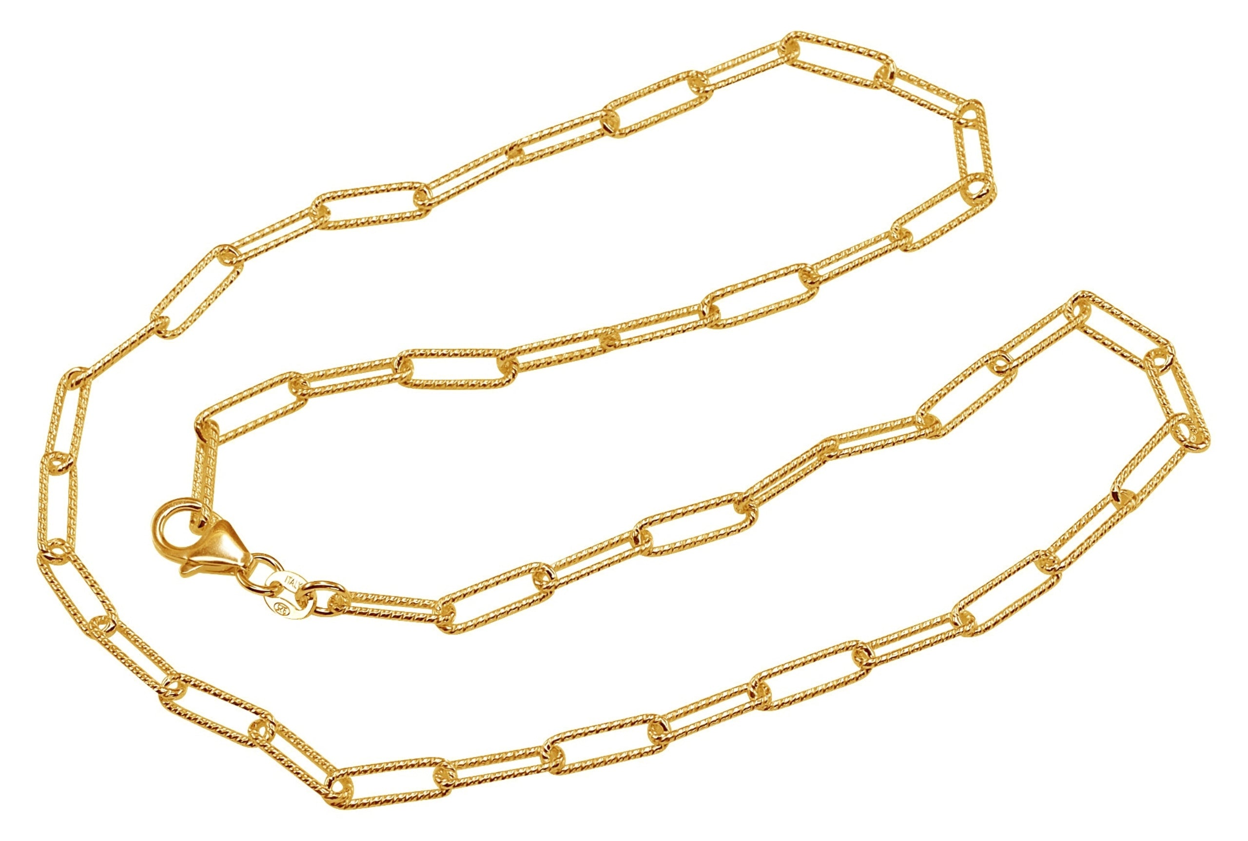 Gekordeltes Paperclip-Collier vergoldet - 45 cm