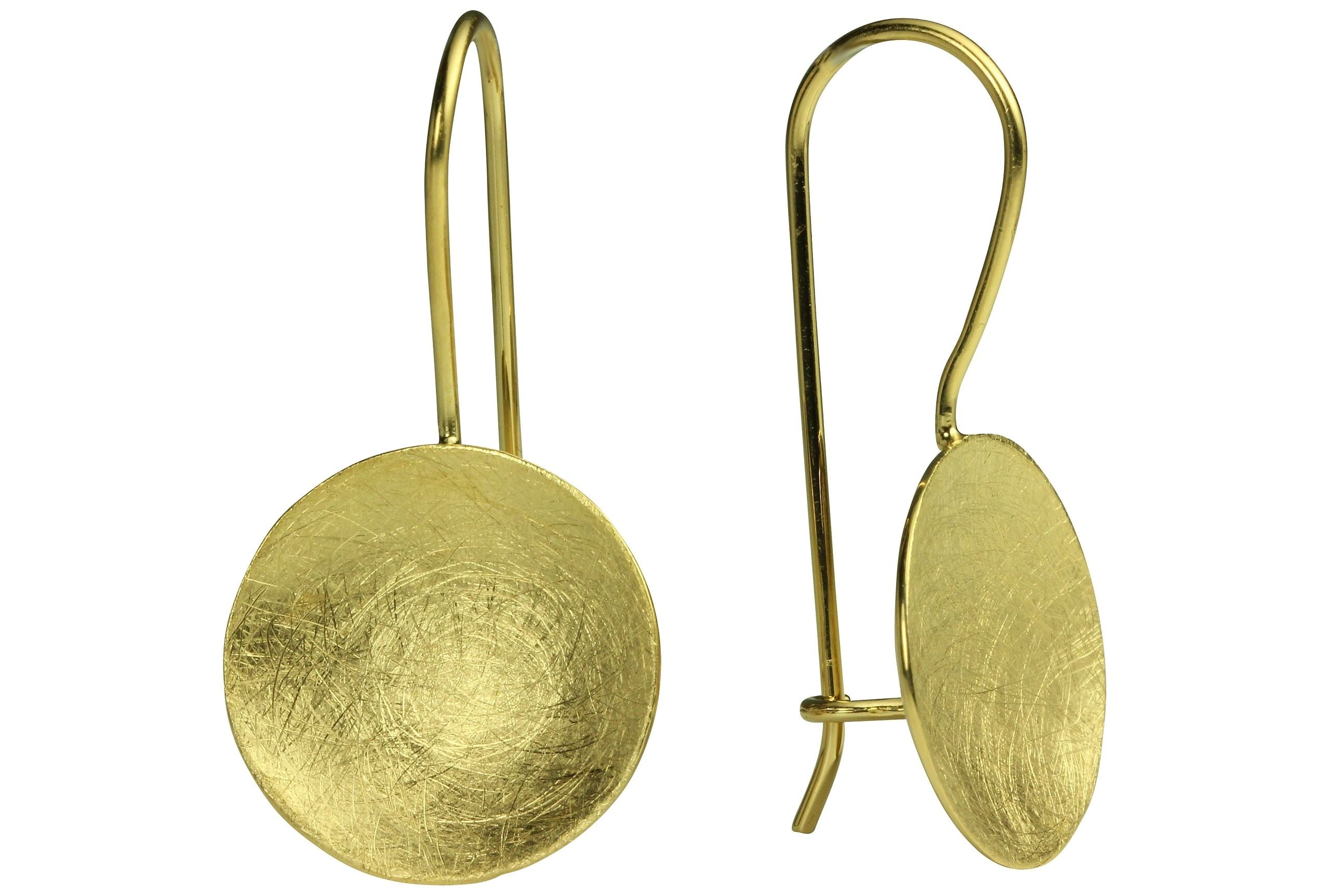 Ein Paar vergoldete Ohrhänger in Form einer Schale aus Silber für Damen.