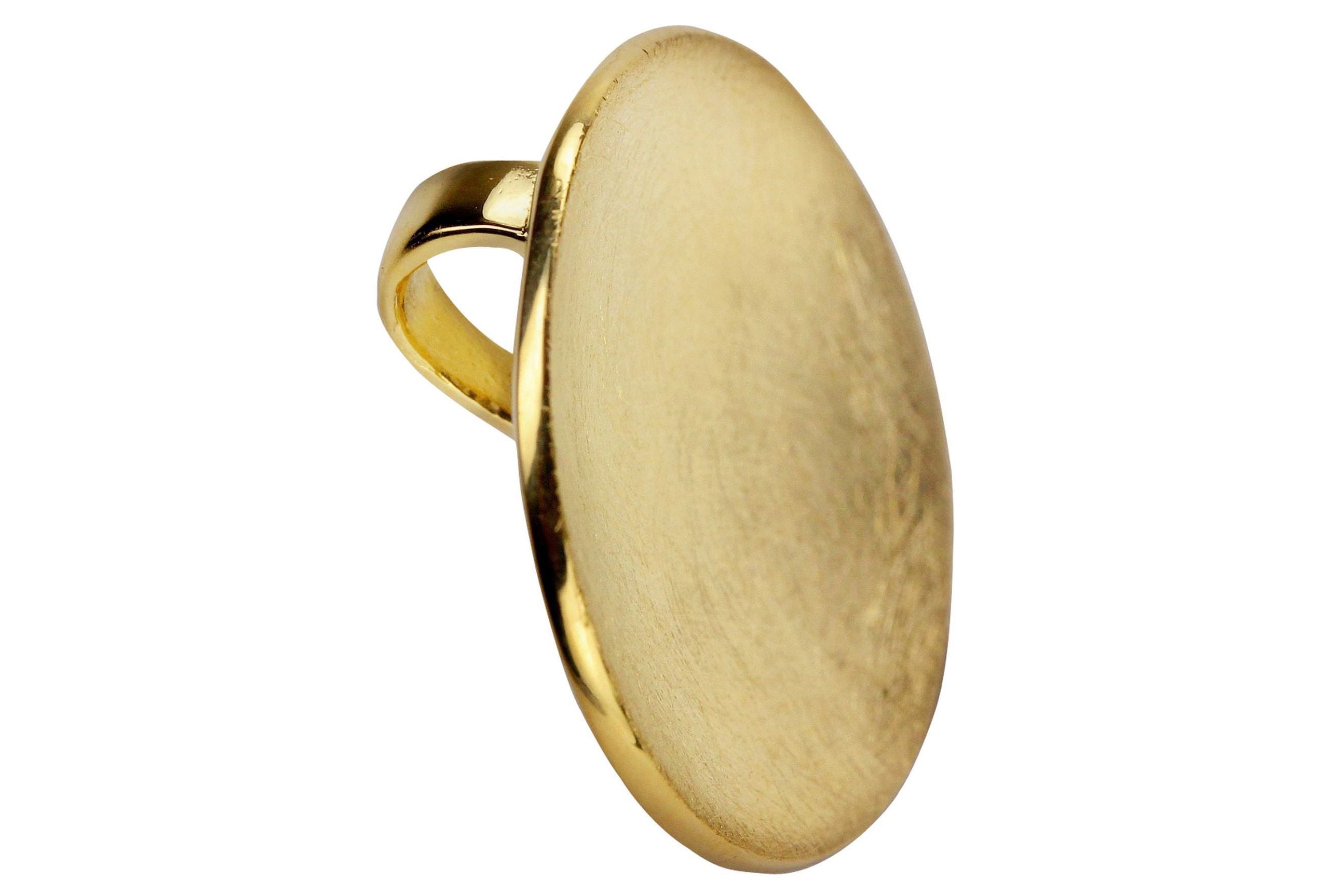 Runder Anhänger für Damen aus vergoldetem Silber im Form einer konkaven Scheibe.