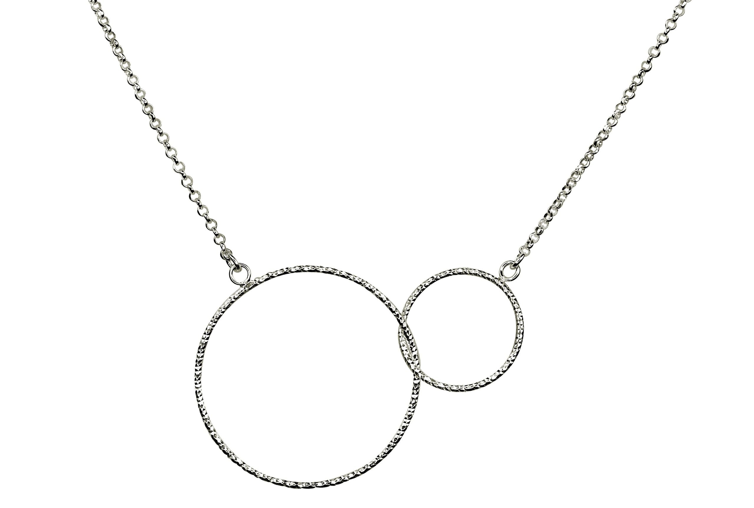 Eine diamantierte Ankerkette aus Silber für Damen mit zwei ineinander greifenden Kreisen.