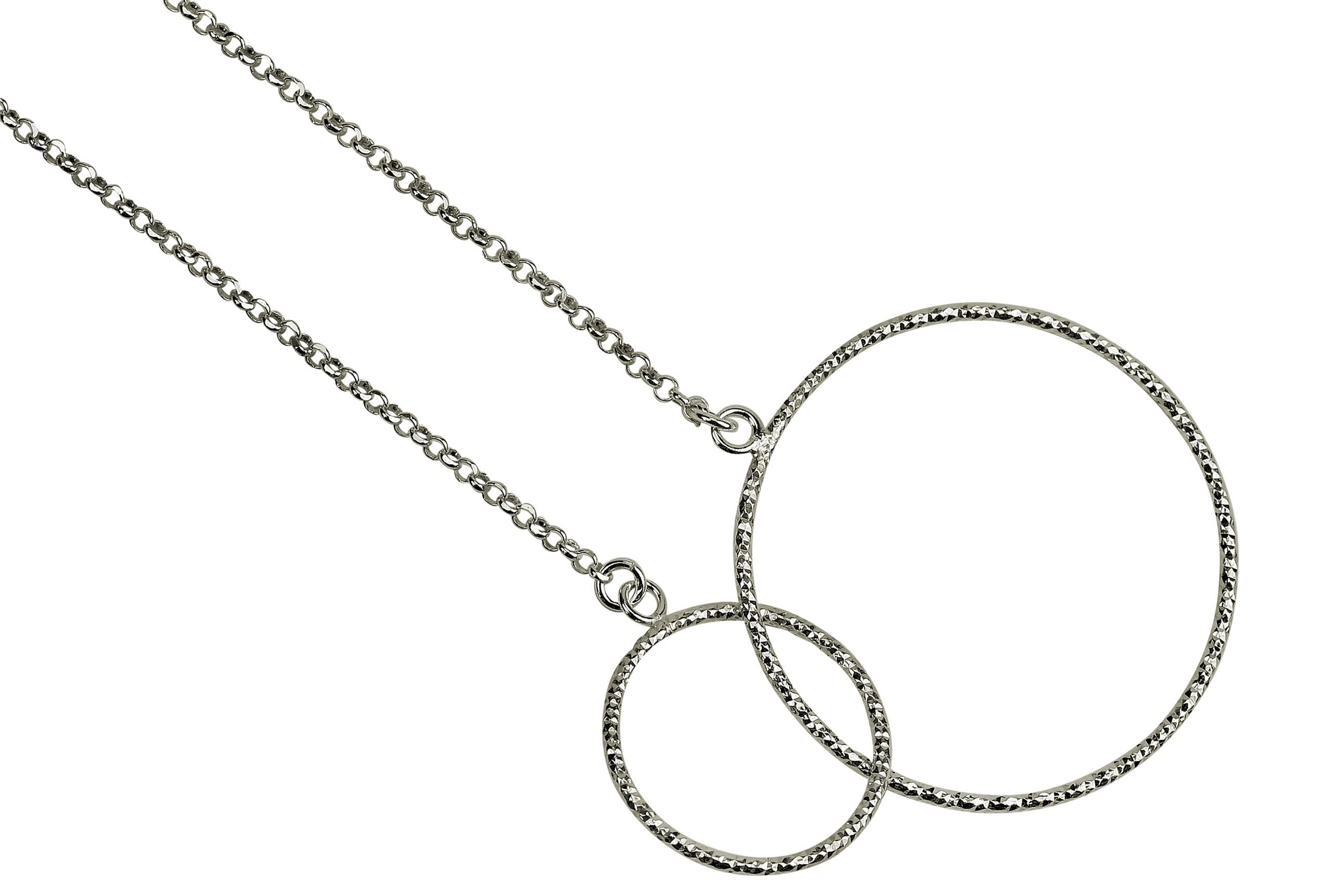Eine diamantierte Ankerkette aus Silber für Damen mit zwei ineinander greifenden Kreisen.