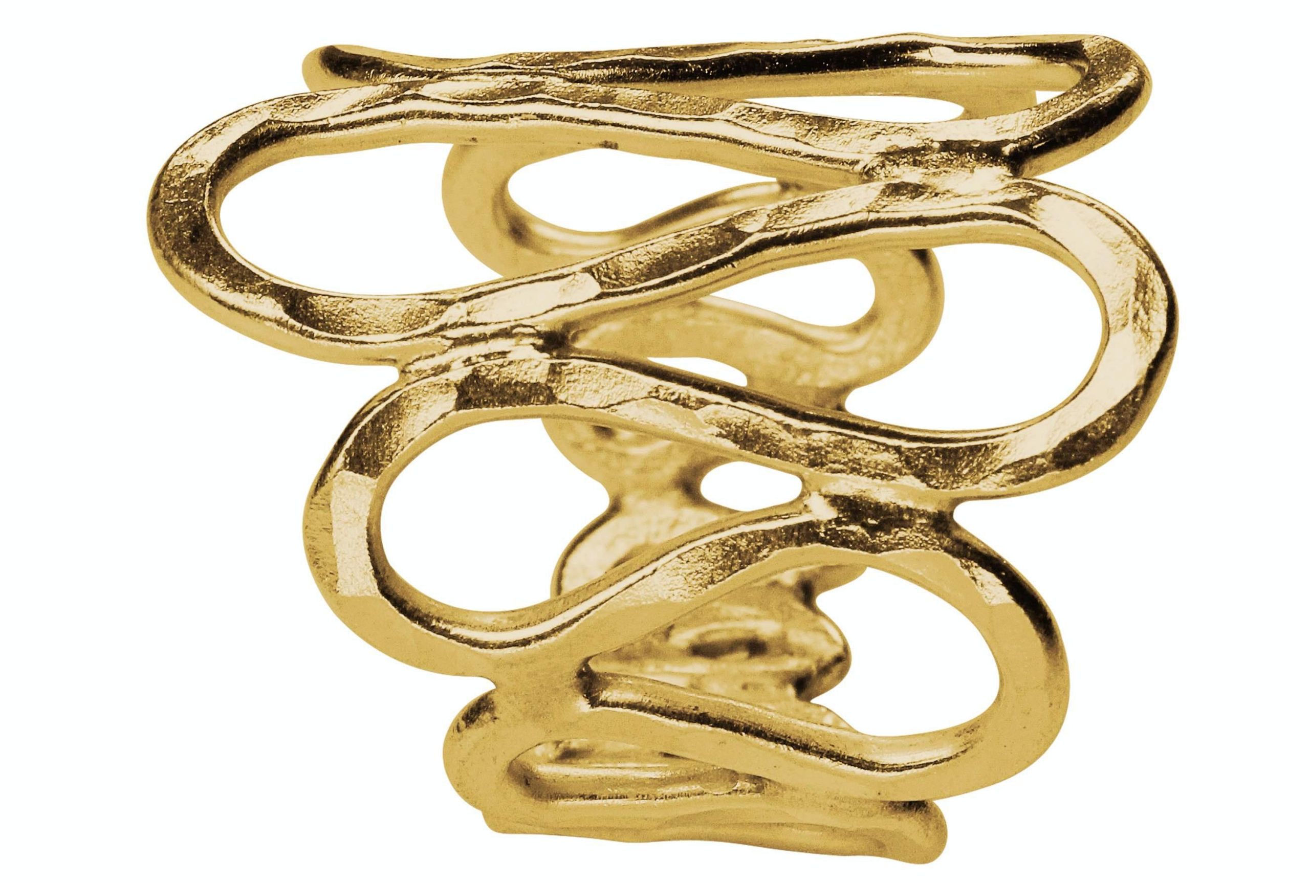 Gehämmerter Ring in Wellenstruktur vergoldet