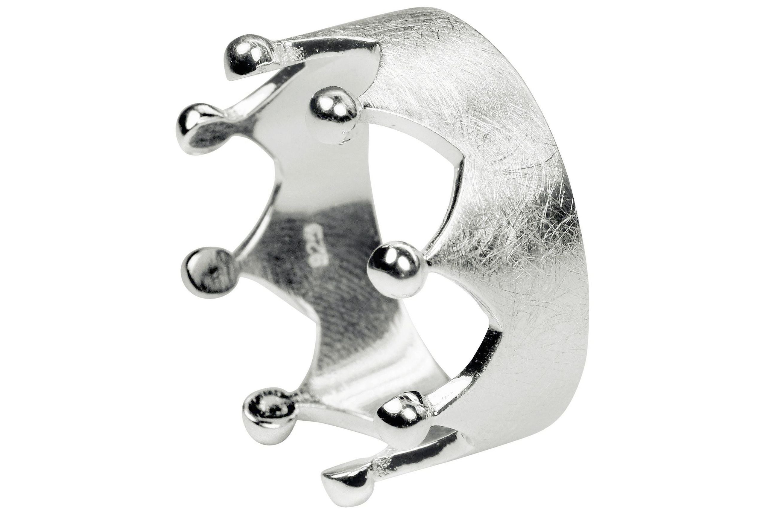 Silberner Ring im Kronendesign mit acht Zacken in den Größen 64 bis 70. Der Ring ist innen glänzend und außen gebürstet. 